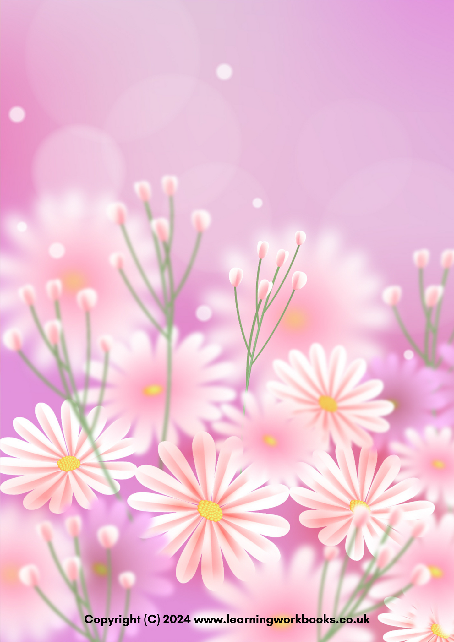 Peach Flowers with Purple Background A4 Lined Notebook (downloadable digital product)