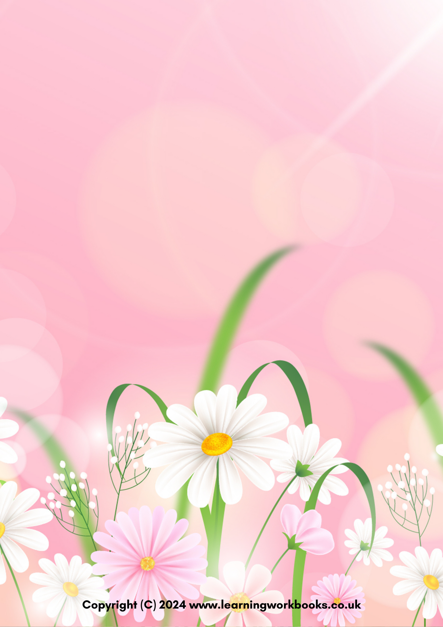 Lilac Daisies with Pink Background A4 Lined Notebook (downloadable digital product)