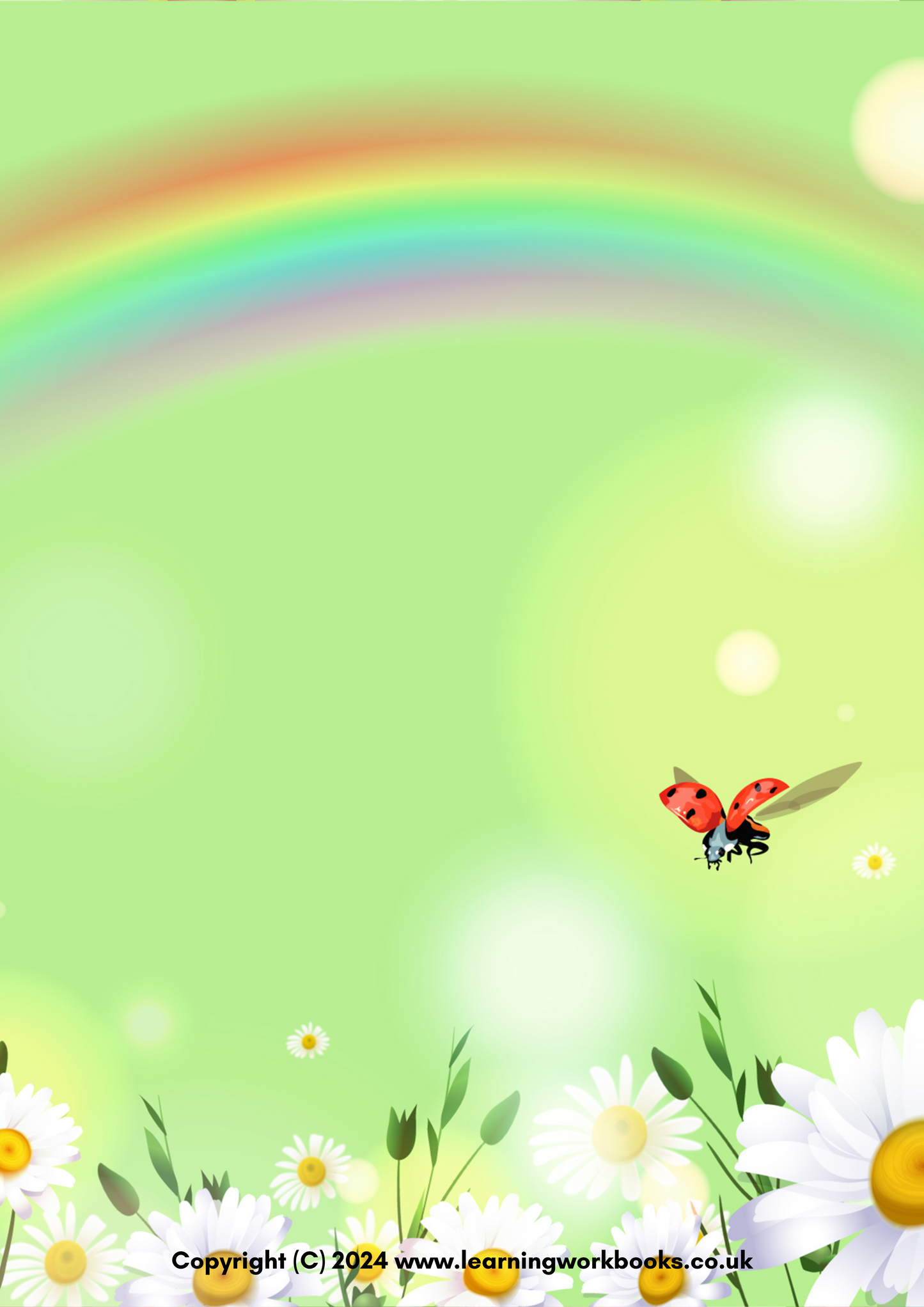 Daisies Under a Rainbow A4 Lined Notebook (downloadable digital product)