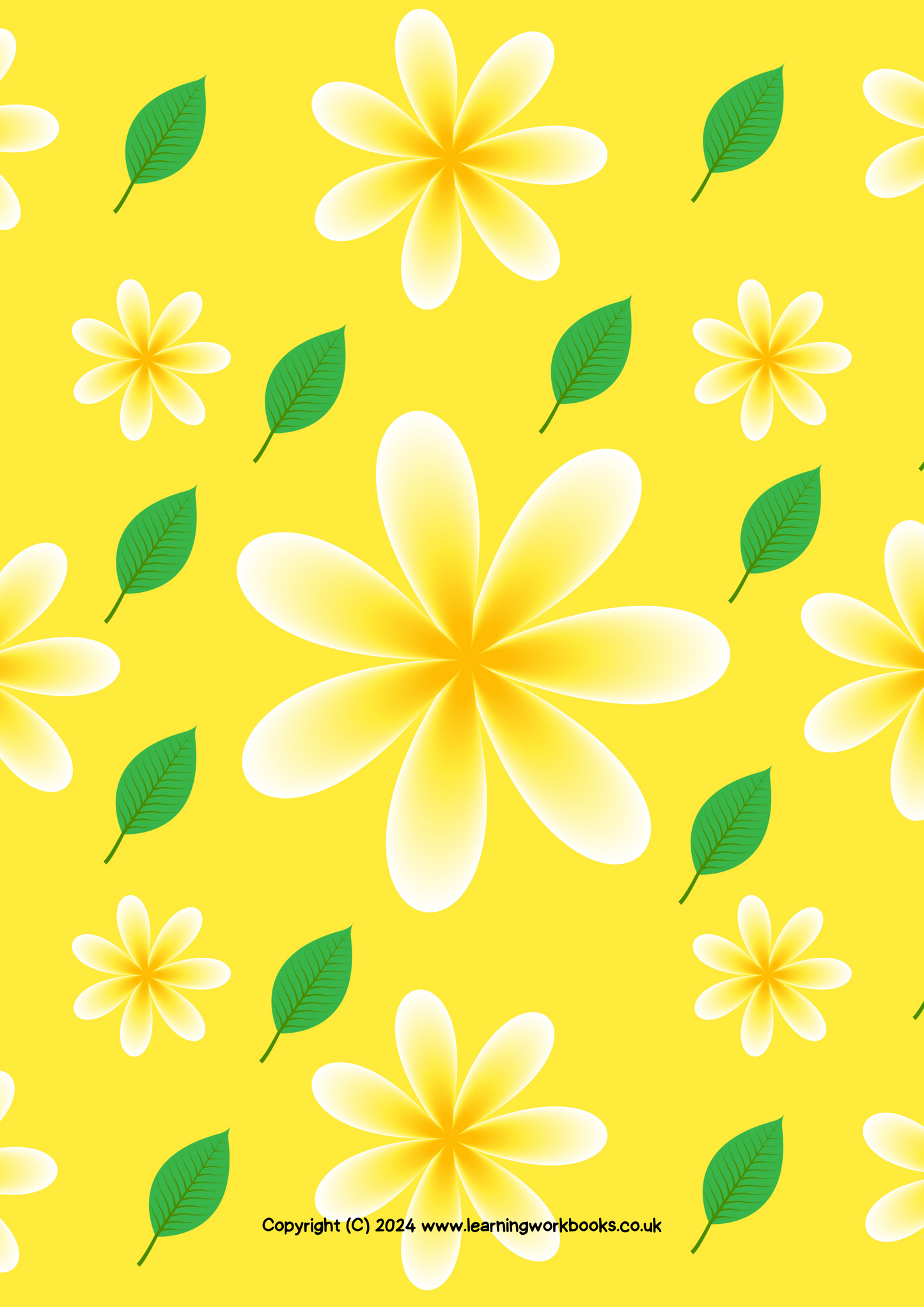 Yellow Flowers with Yellow Background A4 Lined Notebook (downloadable digital product)