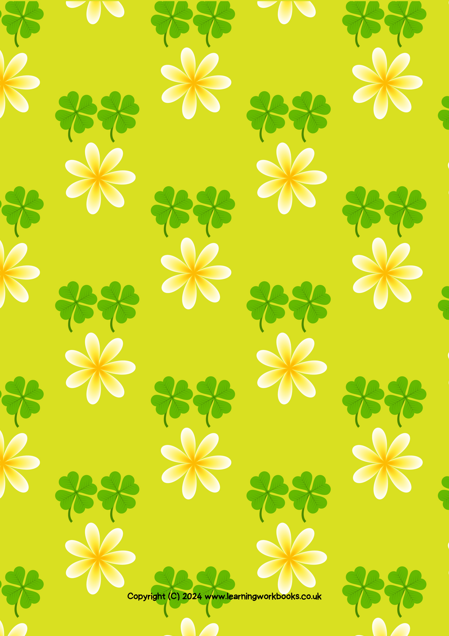 Yellow Flowers with Lime Green Background A4 Lined Notebook (downloadable digital product)