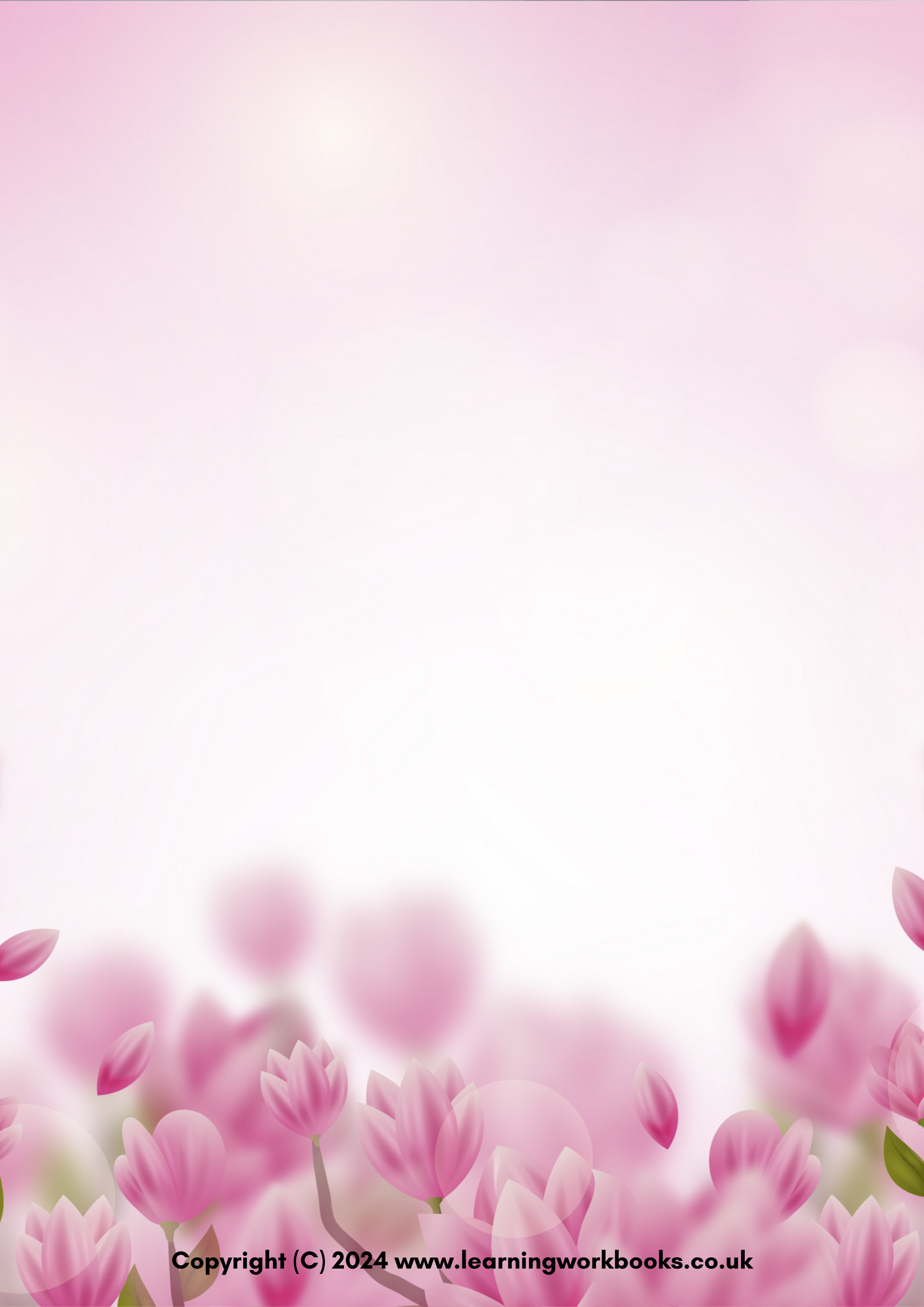 Pink Tulips A4 Lined Notebook (downloadable digital product)