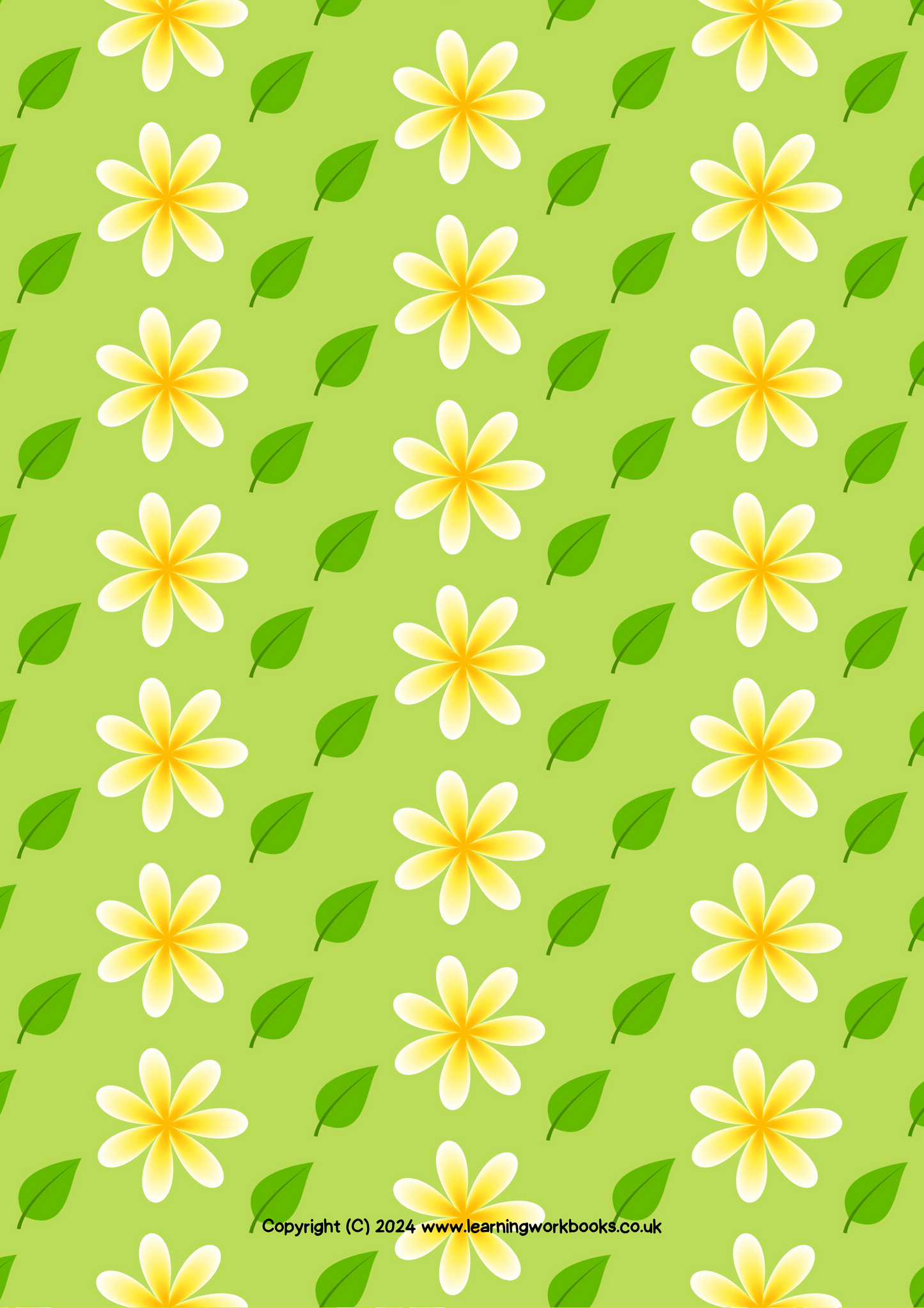 Yellow Flowers with Green Leaves A4 Lined Notebook (downloadable digital product)