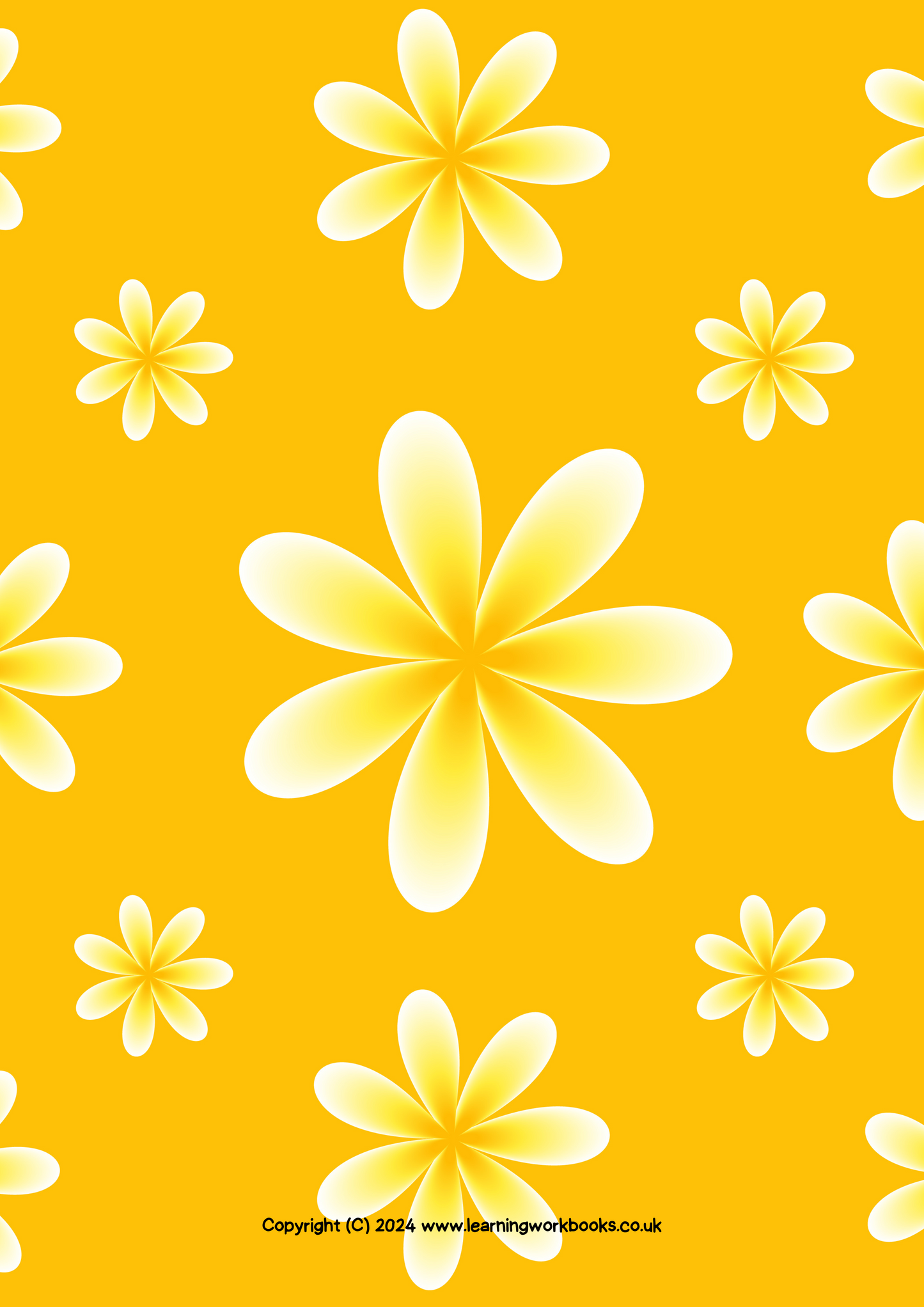 Yellow Flowers with Orange Background A4 Lined Notebook (downloadable digital product)