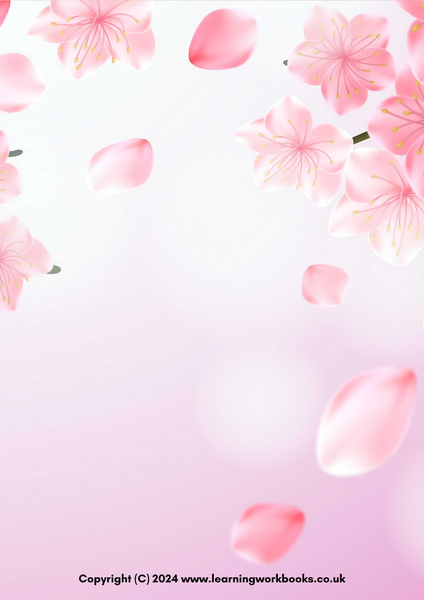 Pink Flowers with Pink Background A4 Lined Notebook (downloadable digital product)