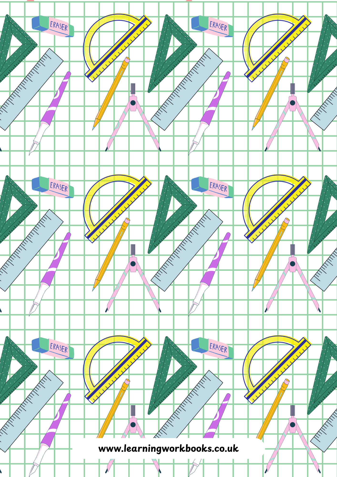 School Pattern 7mm Squared Notebook 15 (downloadable digital product)