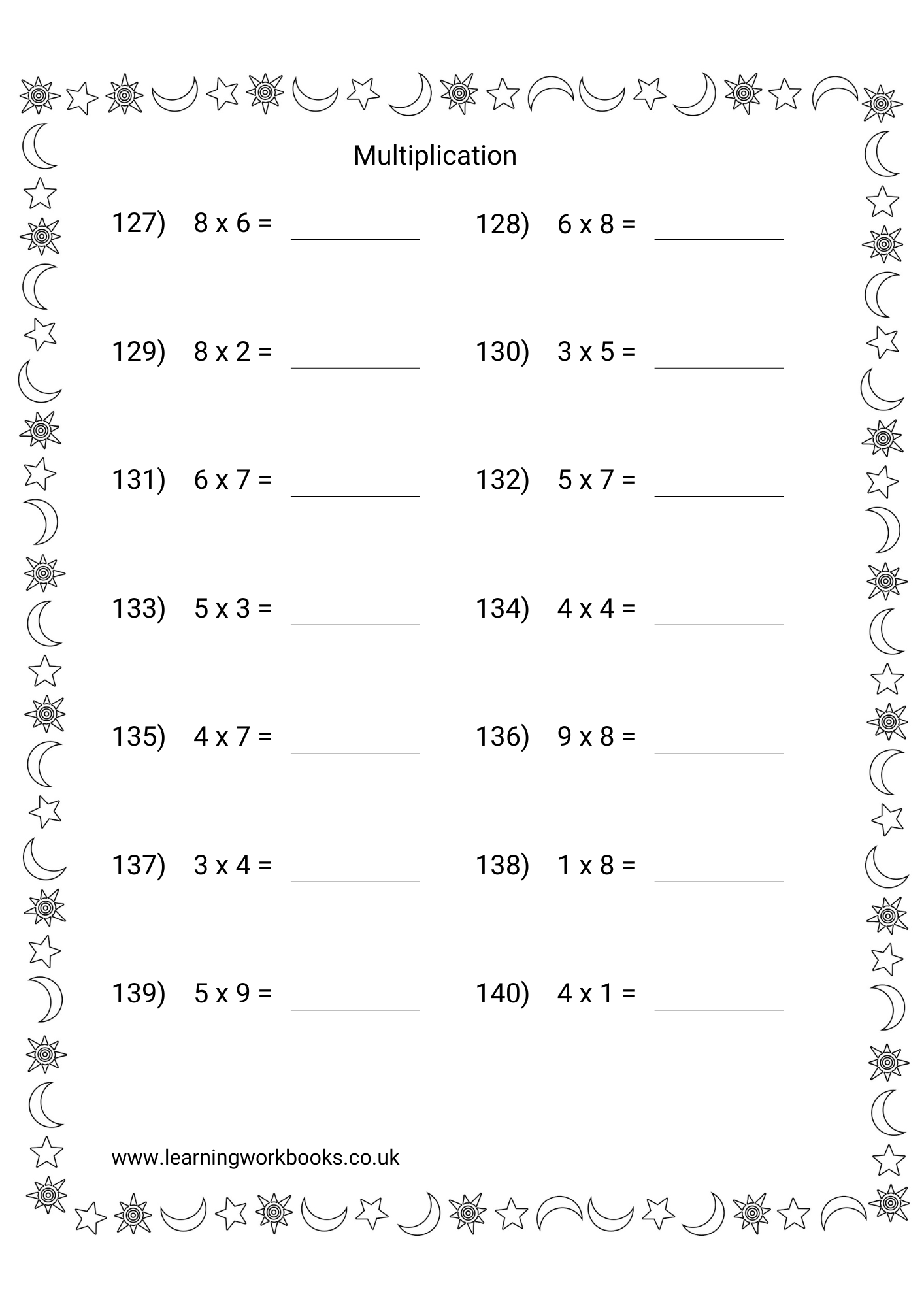 Multiplication: 2-9 Times Table Workbook 2 (downloadable digital product)