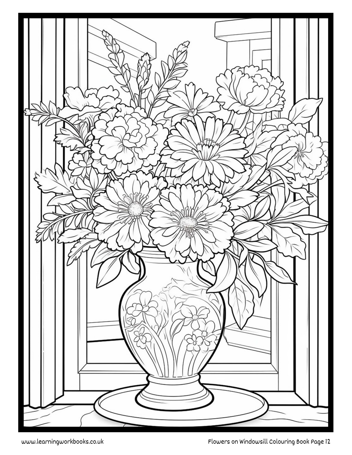 Flowers on Windowsill Colouring Book 4 (downloadable digital product)