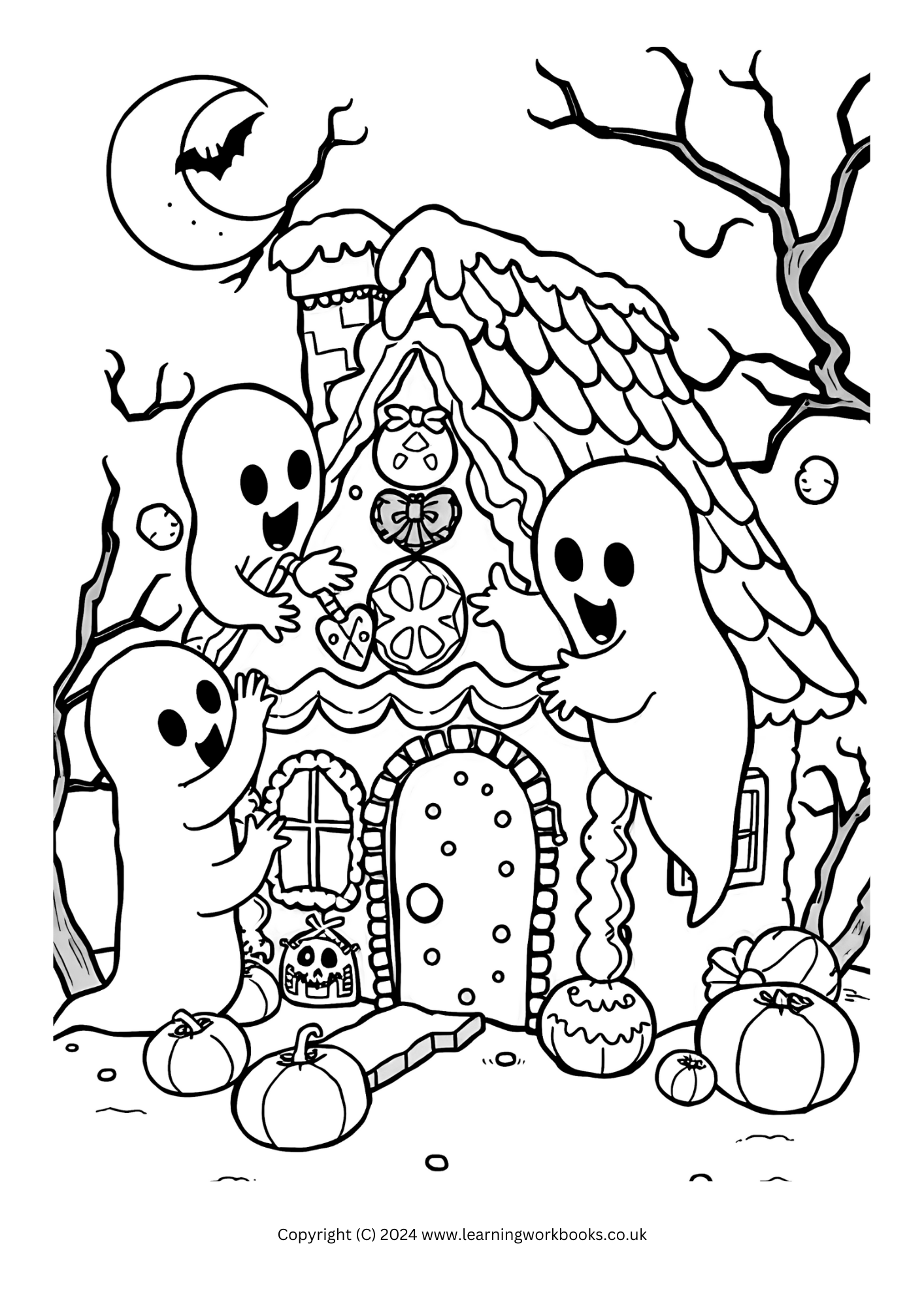 Sweet Ghost Friends Halloween Colouring Book (downloadable digital product)
