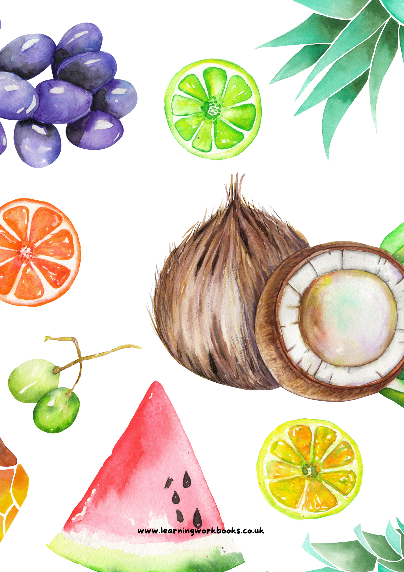 Tropical Fruit and Coconut Teacher Planner (downloadable digital product)