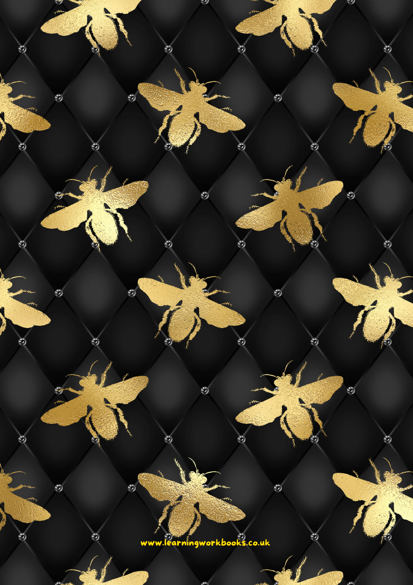 Honey Gold Bumble Bee with Black Background Teacher Planner (downloadable digital product)