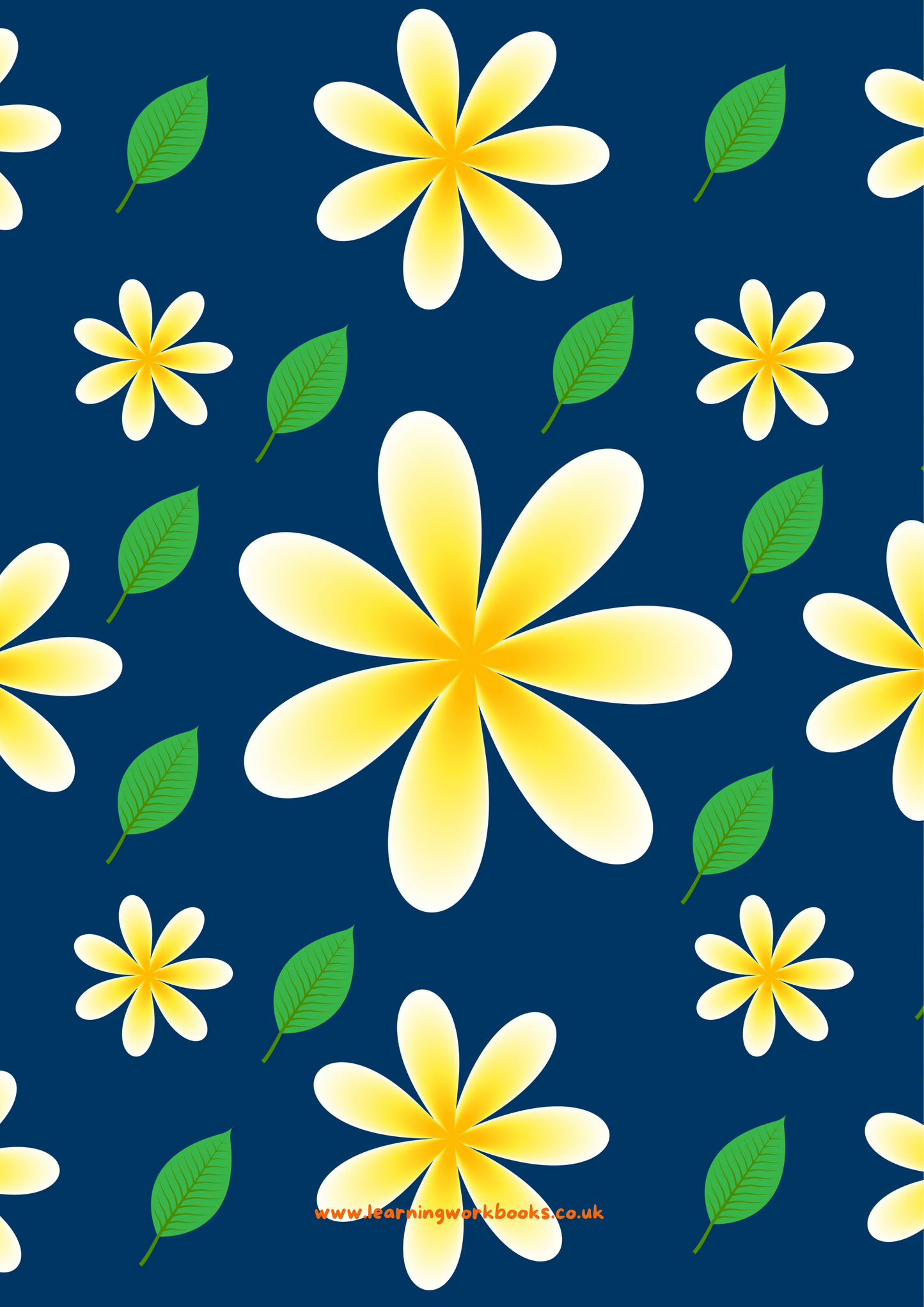 Yellow Flowers and Green Leaves with Navy Background Teacher Planner (downloadable digital product)