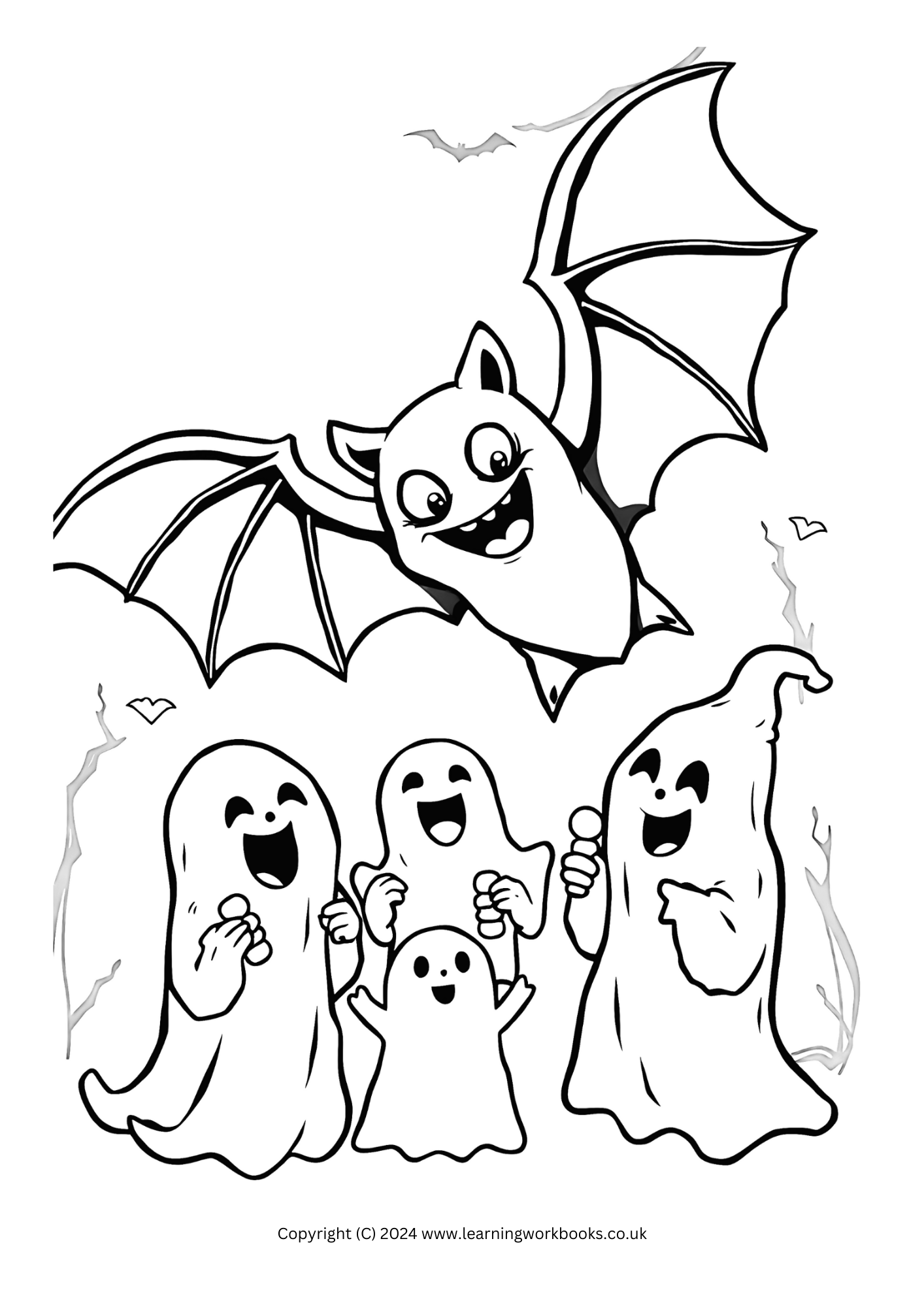 Cute Bat Friends Halloween Colouring Book (downloadable digital product)