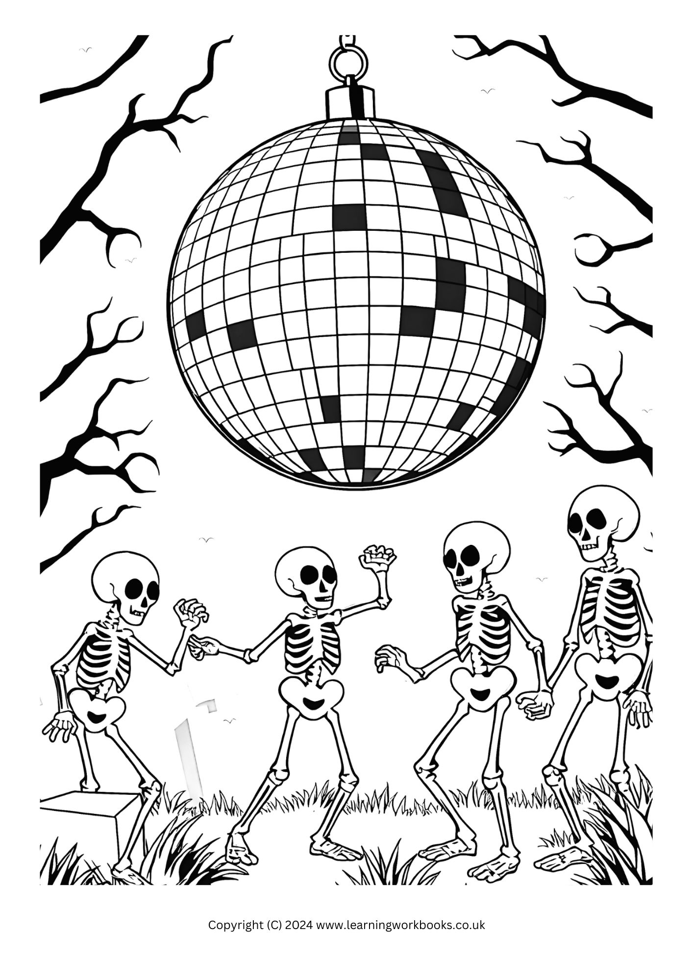 Happy Skeletons Halloween Colouring Book (downloadable digital product)