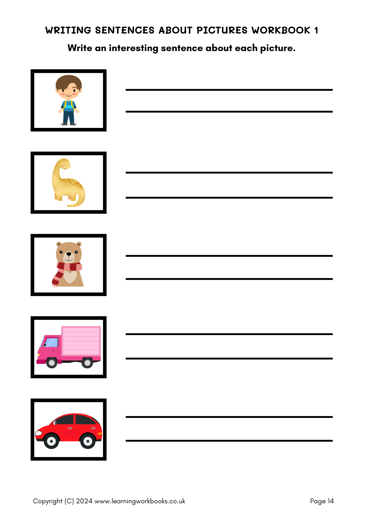 Writing Sentences About Pictures Workbook 1 (downloadable digital product)