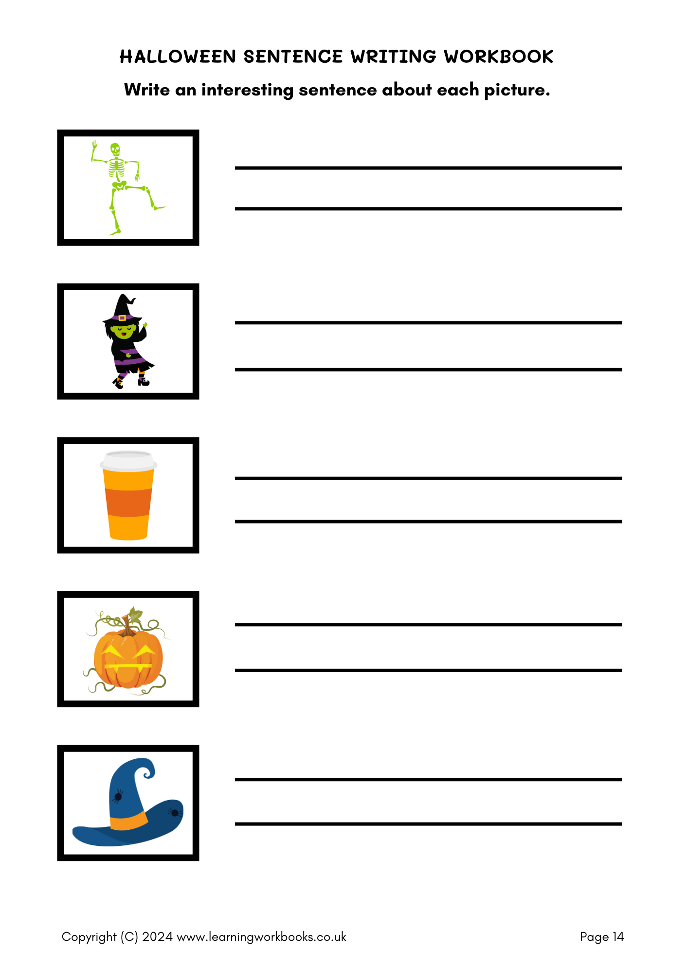 Halloween Sentence Writing Workbook (downloadable digital product)