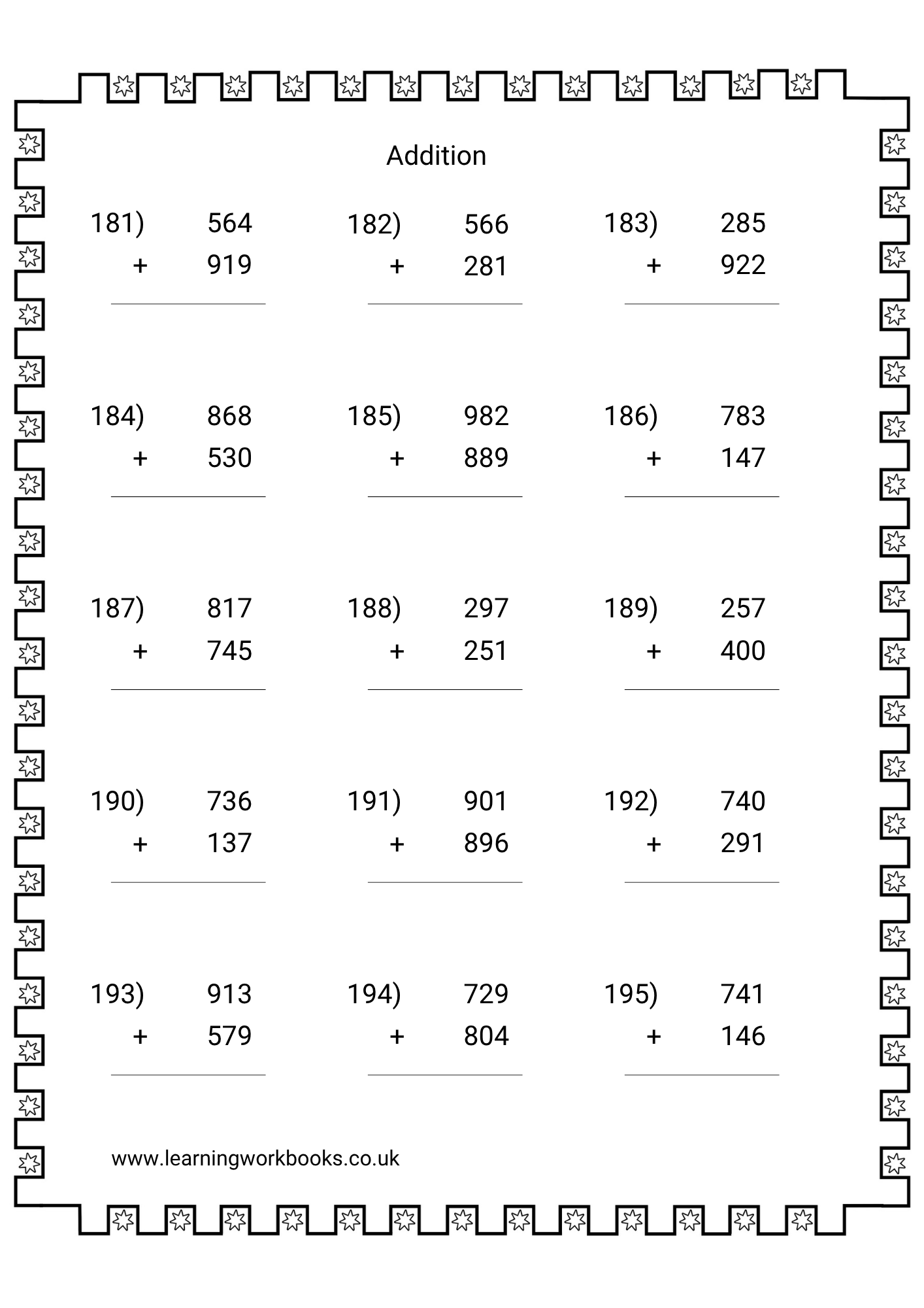 Adding 3 Digit Numbers Workbook 3 (downloadable digital product)