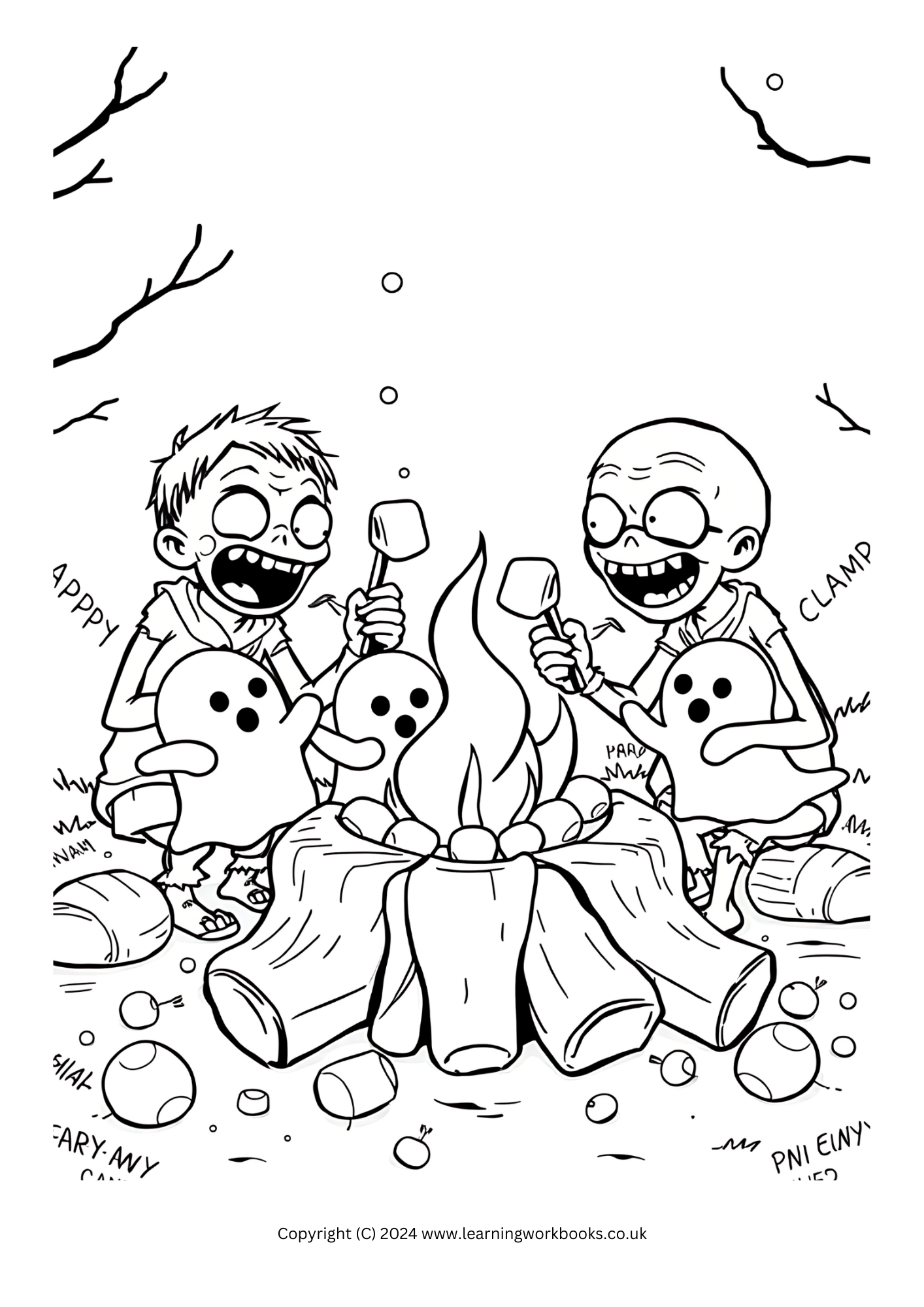 Cartoon Zombies Halloween Colouring Book (downloadable digital product)