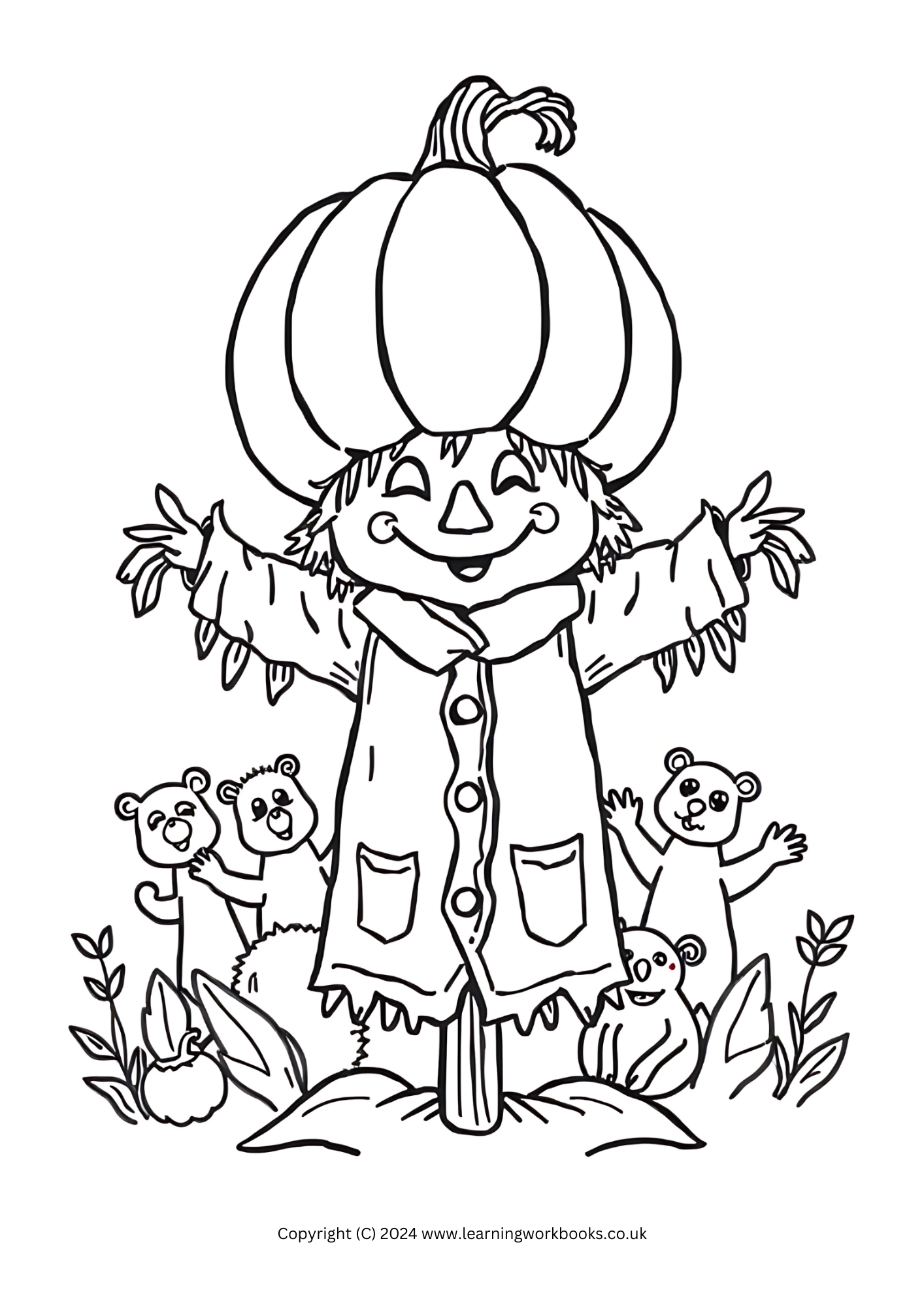 Friendly Scarecrows Halloween Colouring Book (downloadable digital product)