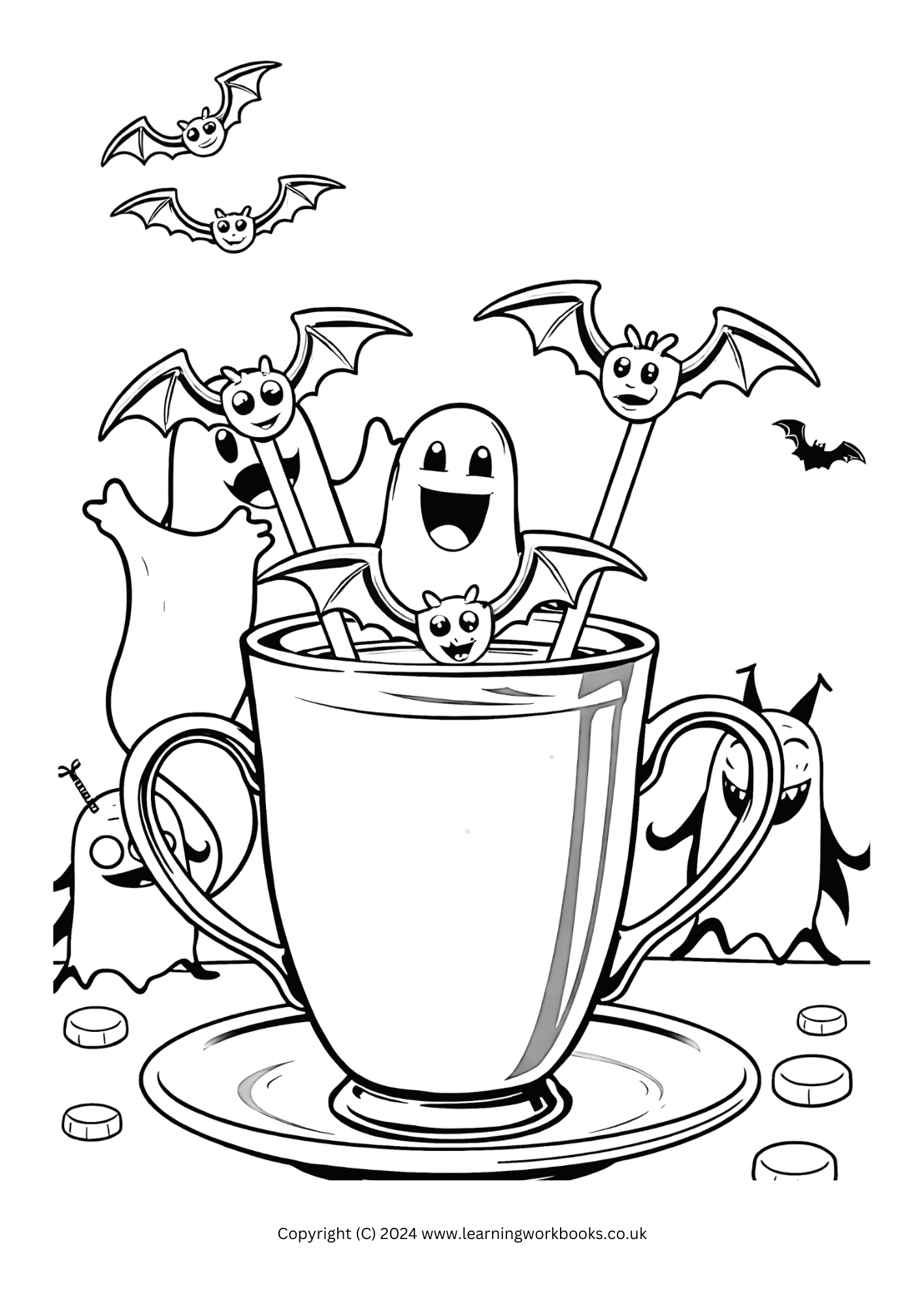 Halloween Tea Party Colouring Book (downloadable digital product)