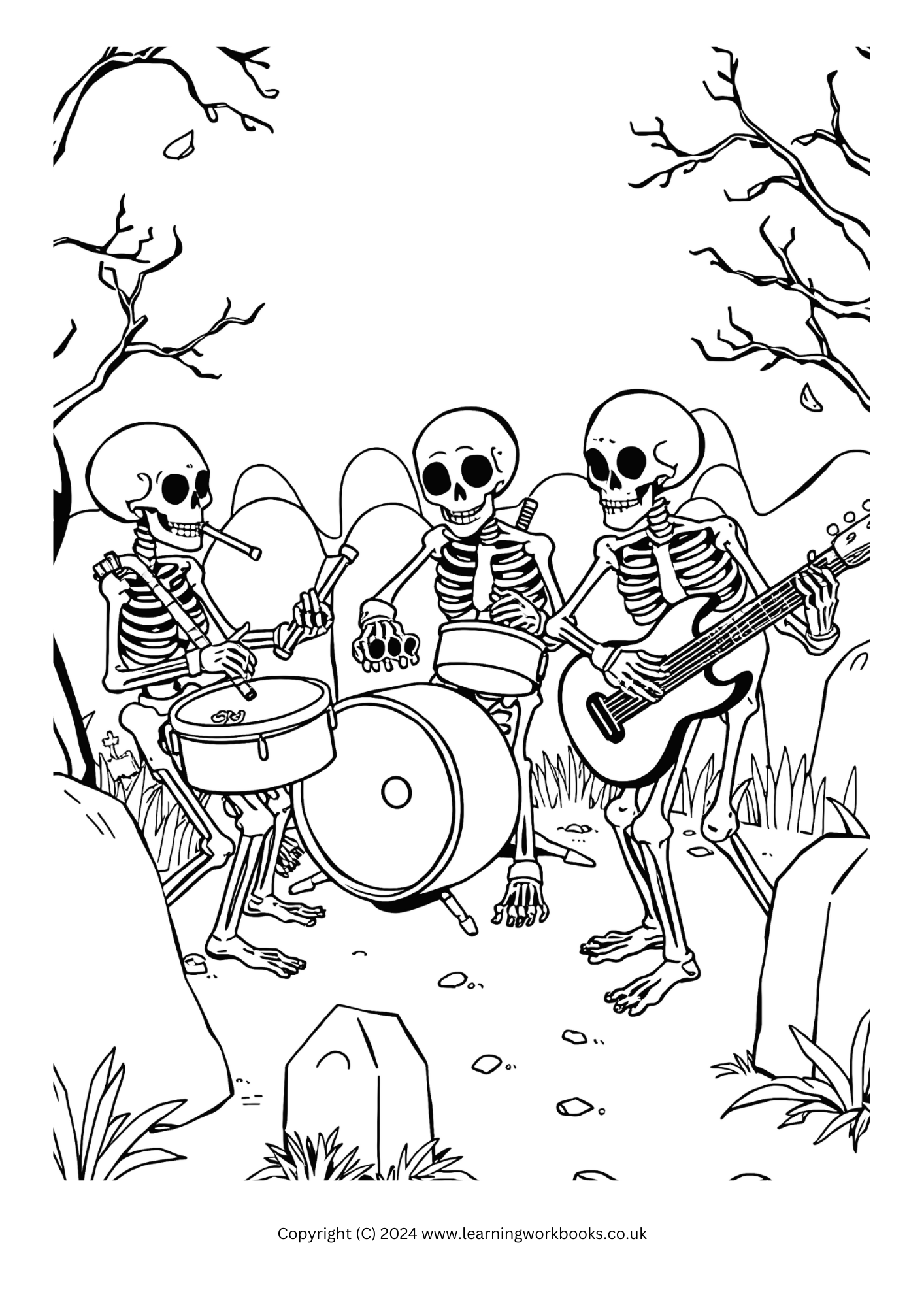 Happy Skeletons Halloween Colouring Book (downloadable digital product)
