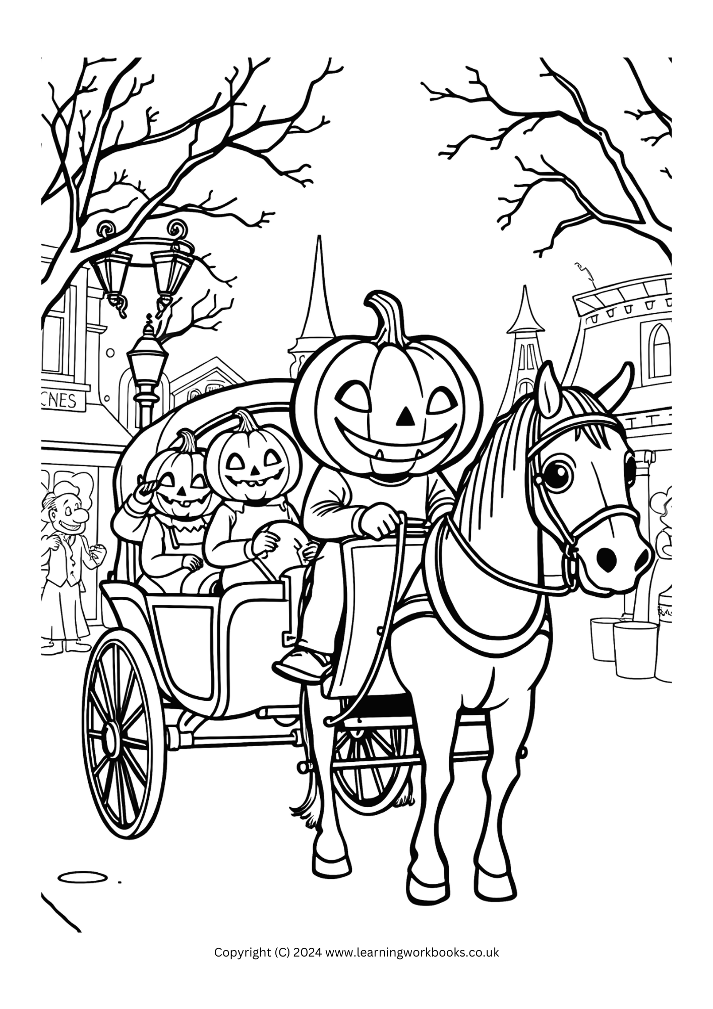 Jack-O-Lantern Town Halloween Colouring Book (downloadable digital product)
