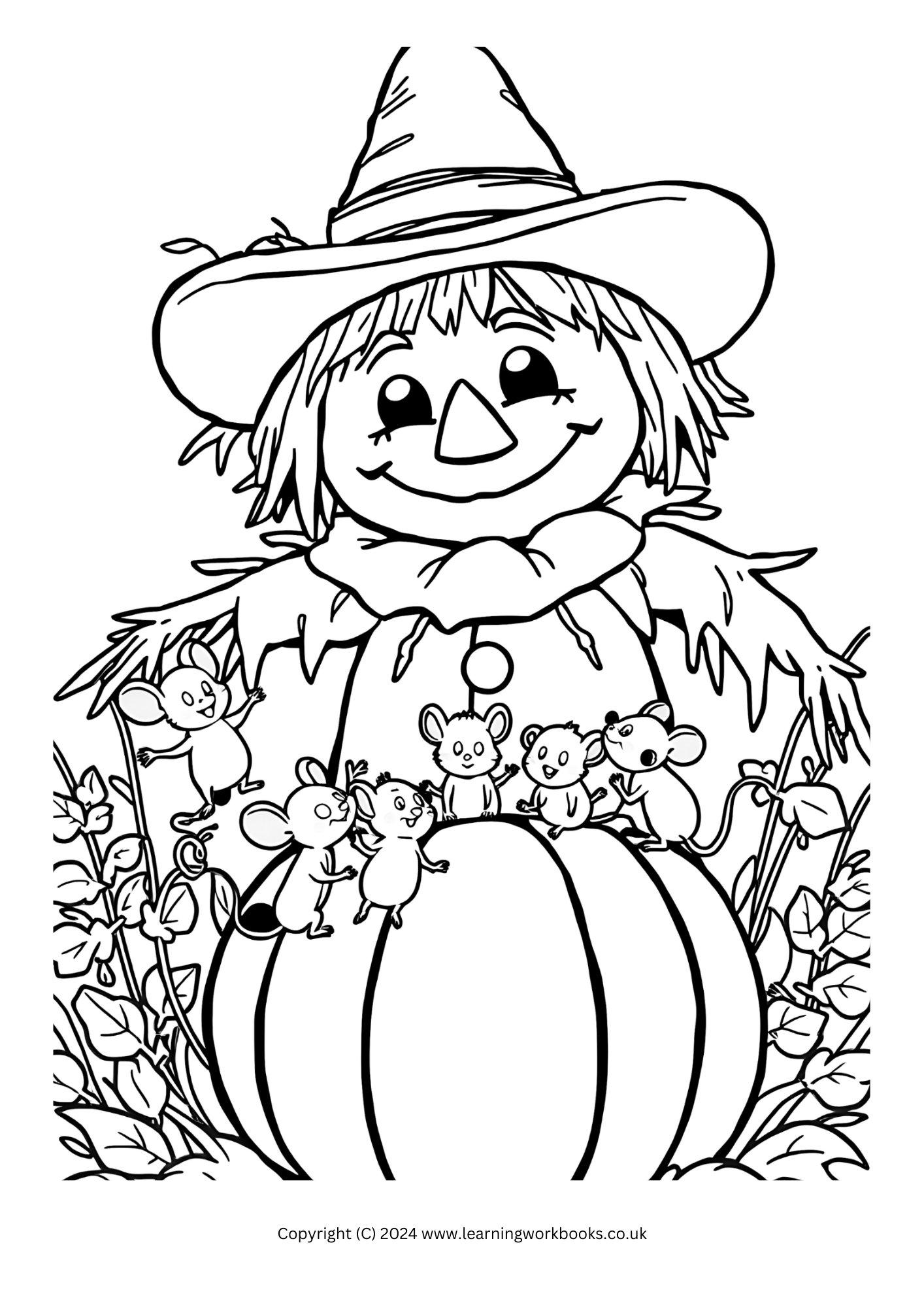 Friendly Scarecrows Halloween Colouring Book (downloadable digital product)