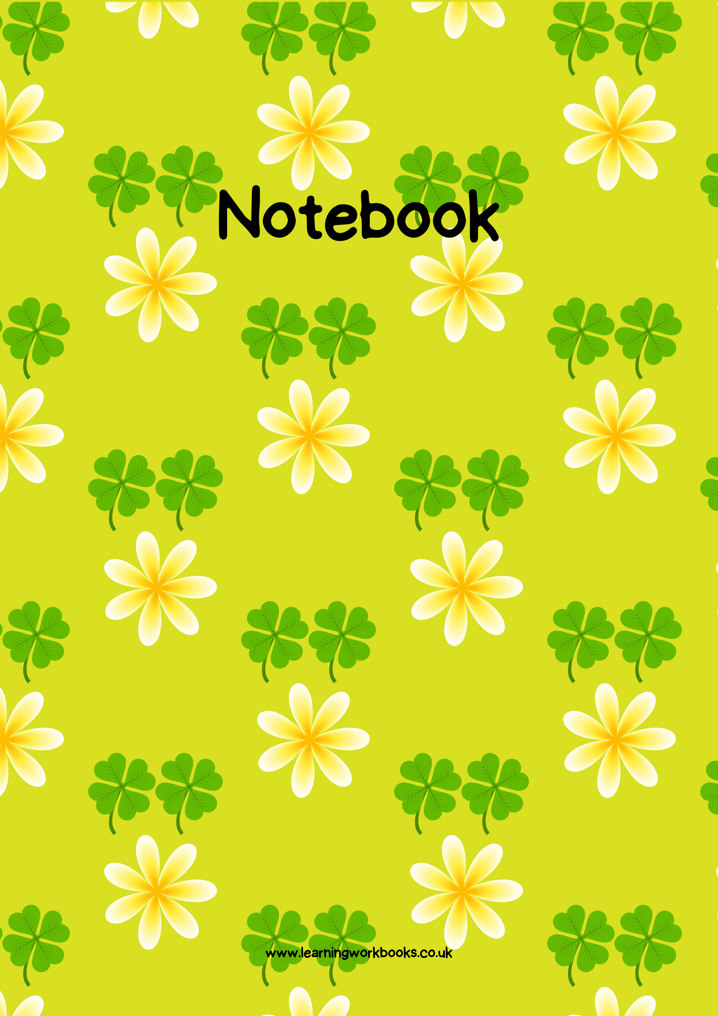 Yellow Flowers with Lime Green Background A4 Lined Notebook (downloadable digital product)