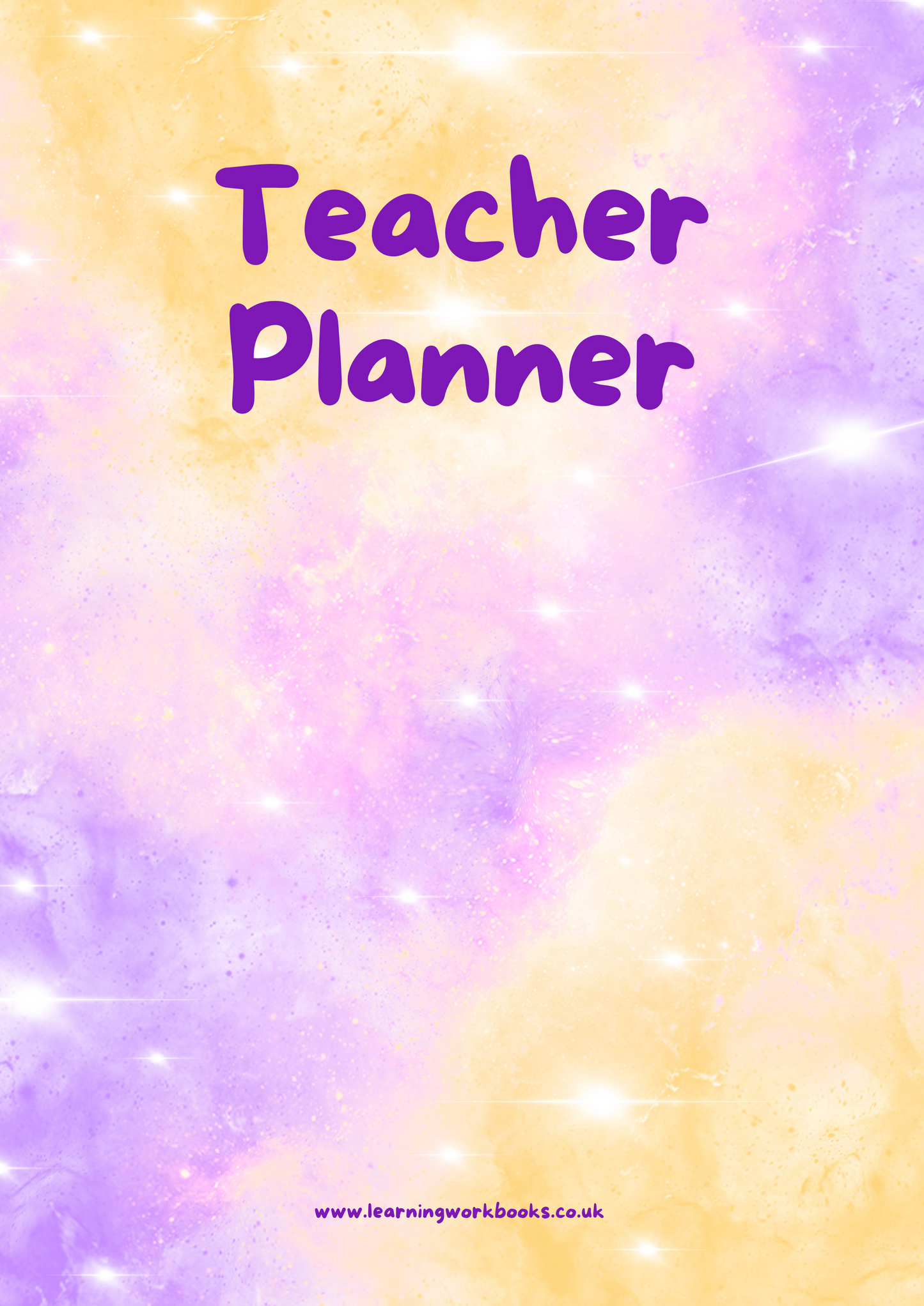 Yellow and Purple Galaxy Teacher Planner (downloadable digital product)