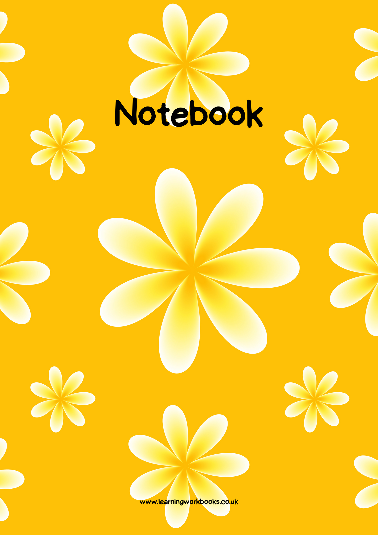 Yellow Flowers with Orange Background A4 Lined Notebook (downloadable digital product)