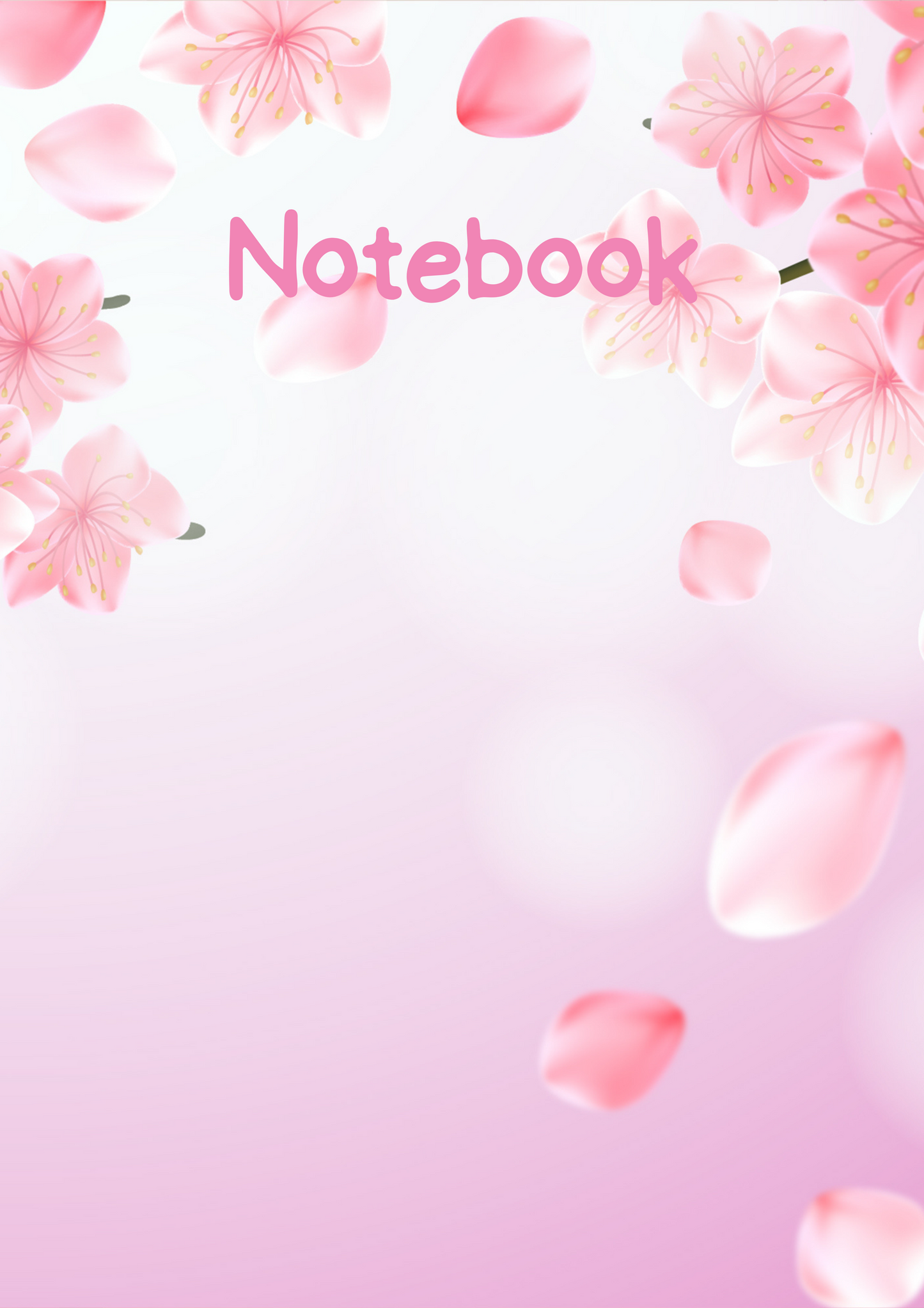 Pink Flowers with Pink Background A4 Lined Notebook (downloadable digital product)