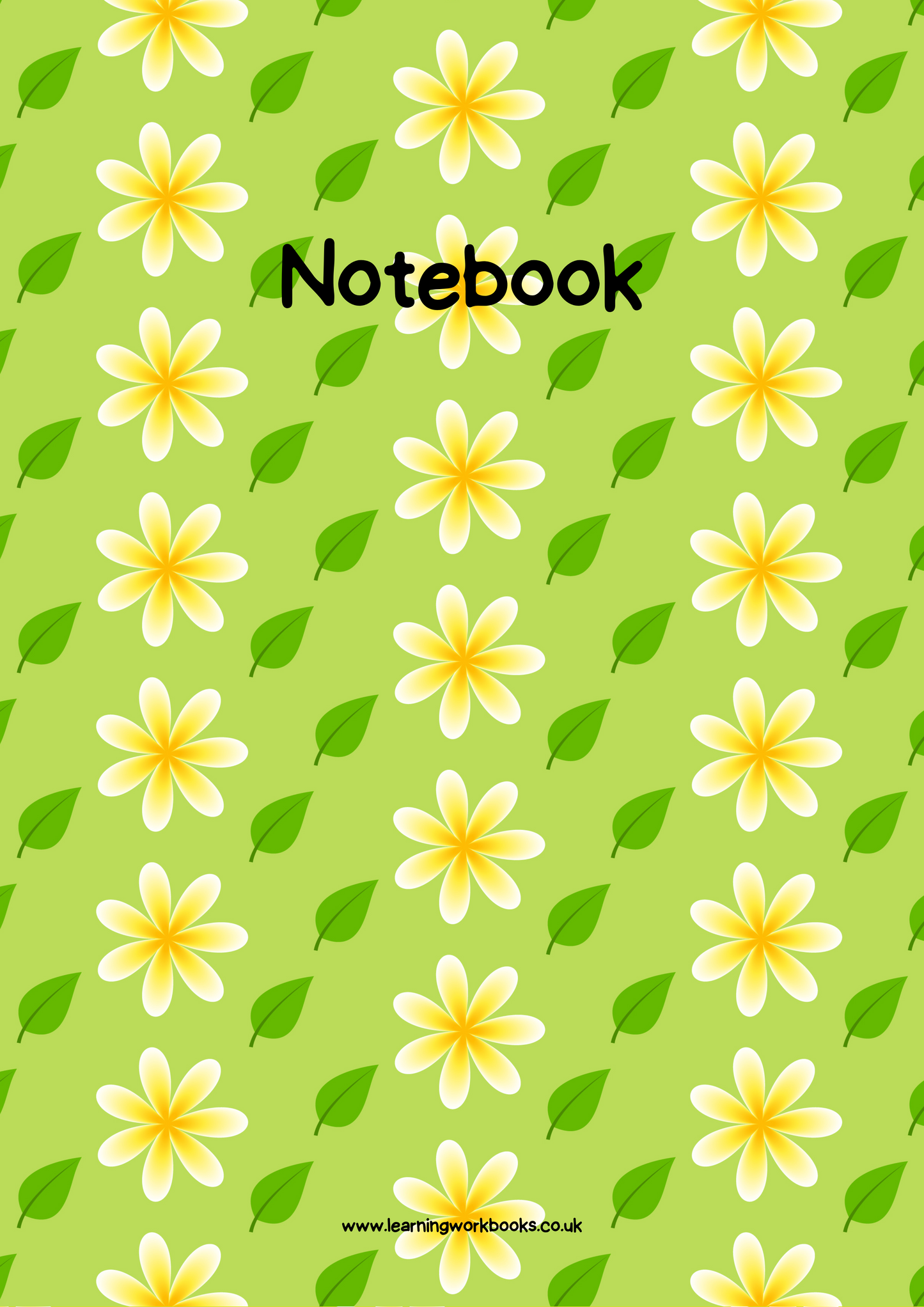 Yellow Flowers with Green Leaves A4 Lined Notebook (downloadable digital product)