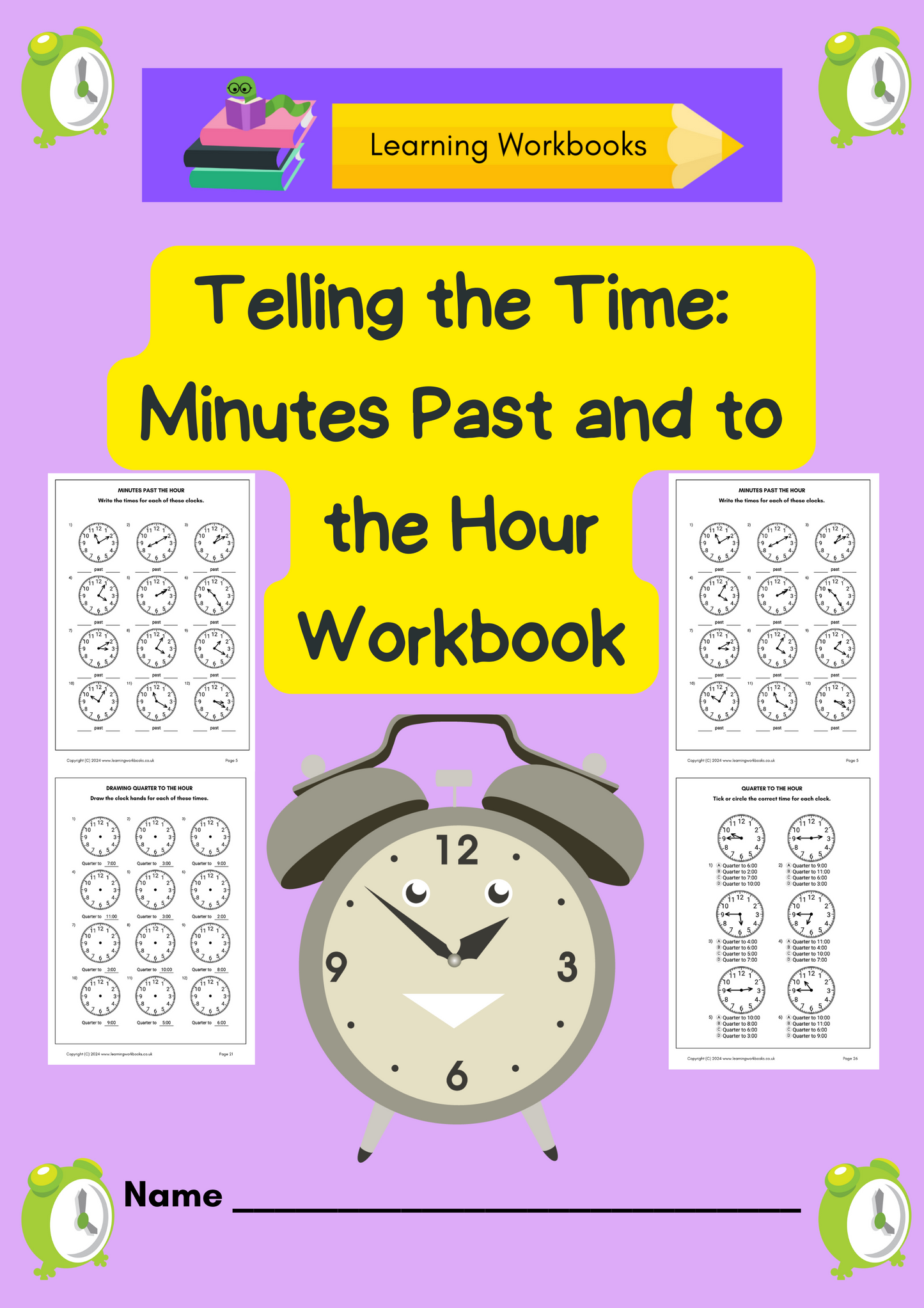 Telling the Time: Minutes Past and to the Hour Workbook (downloadable digital product)