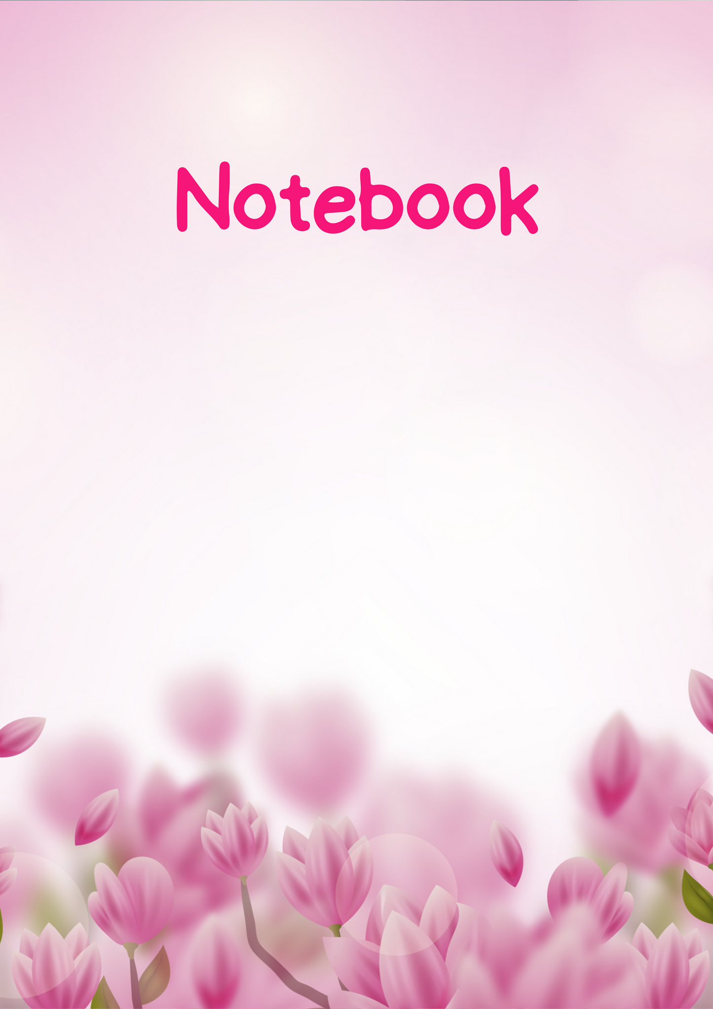 Pink Tulips A4 Lined Notebook (downloadable digital product)