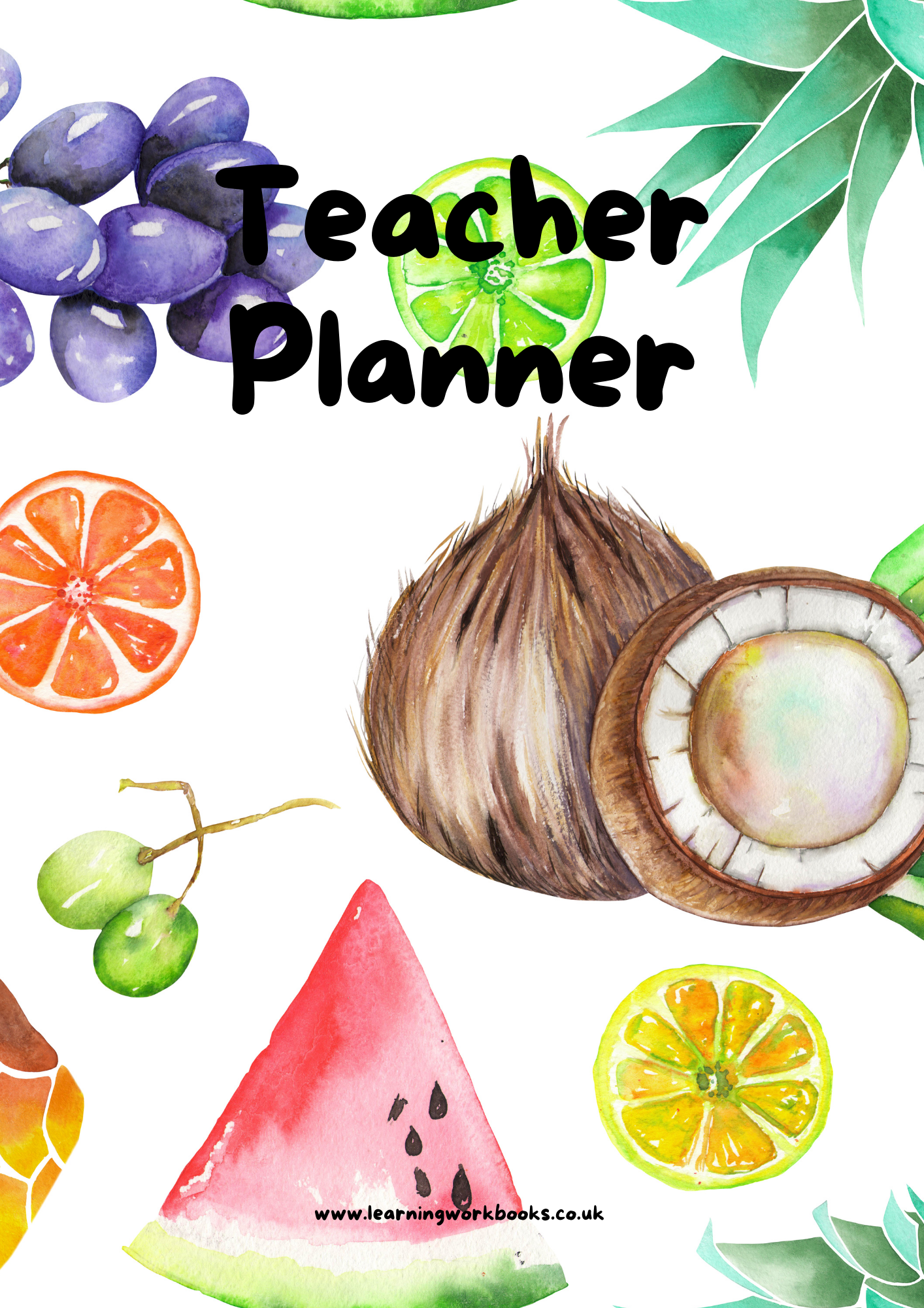 Tropical Fruit and Coconut Teacher Planner (downloadable digital product)