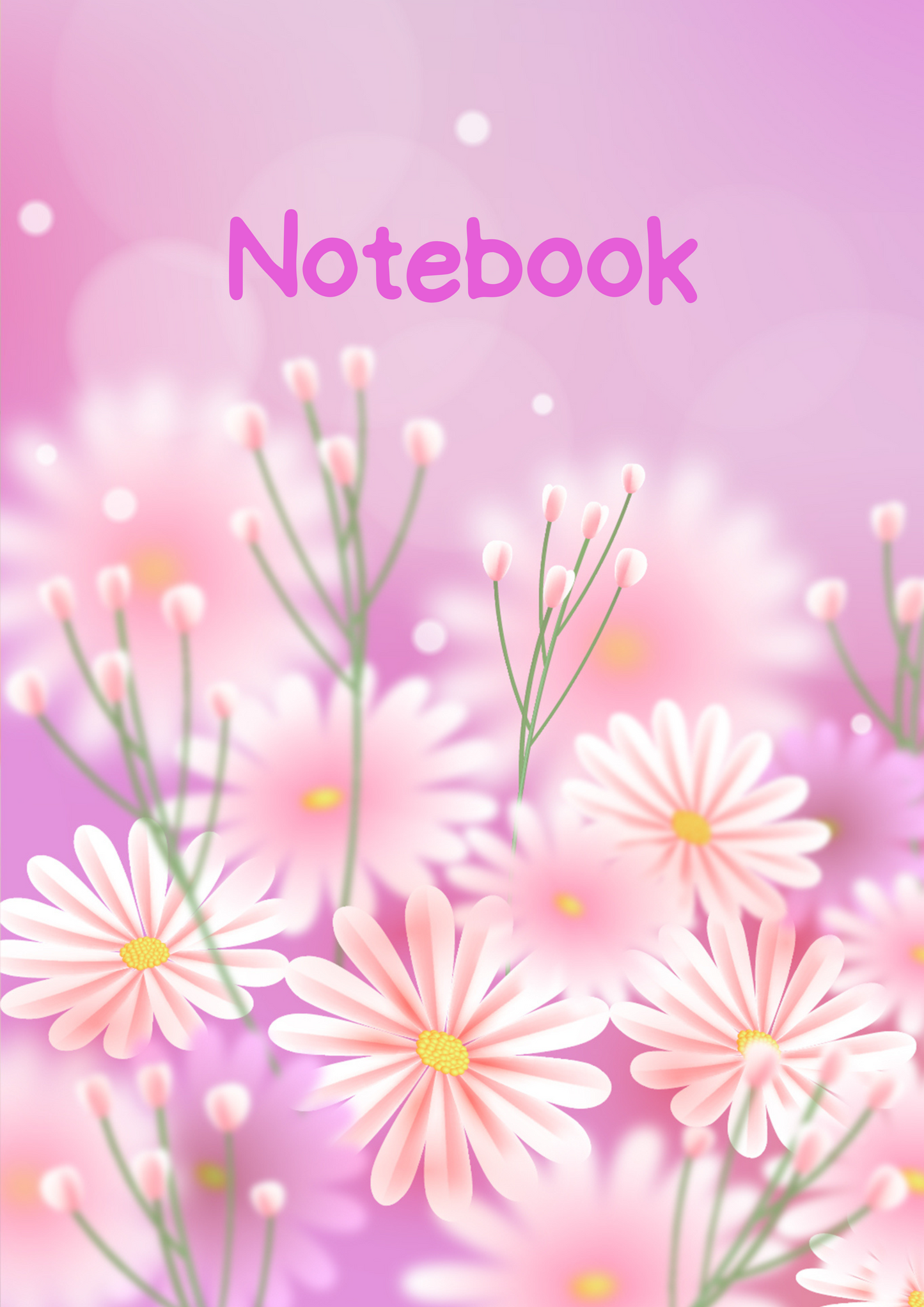 Peach Flowers with Purple Background A4 Lined Notebook (downloadable digital product)