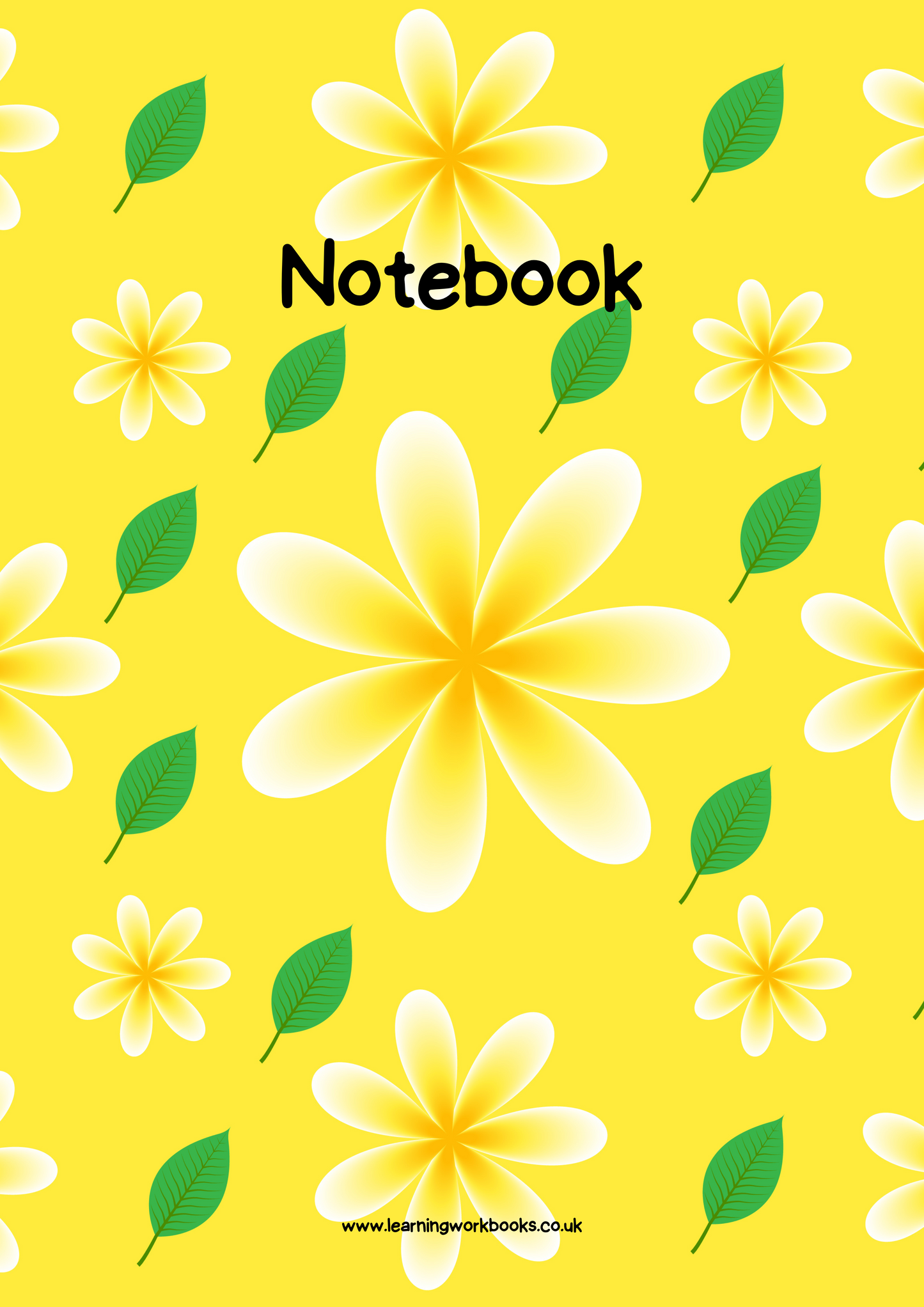 Yellow Flowers with Yellow Background A4 Lined Notebook (downloadable digital product)