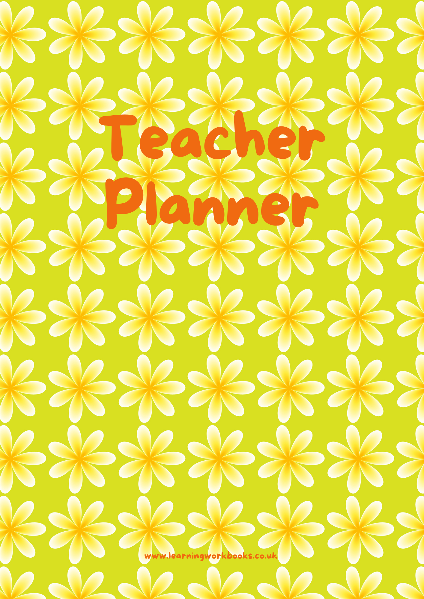 Yellow Flowers on Green Background Teacher Planner (downloadable digital product)