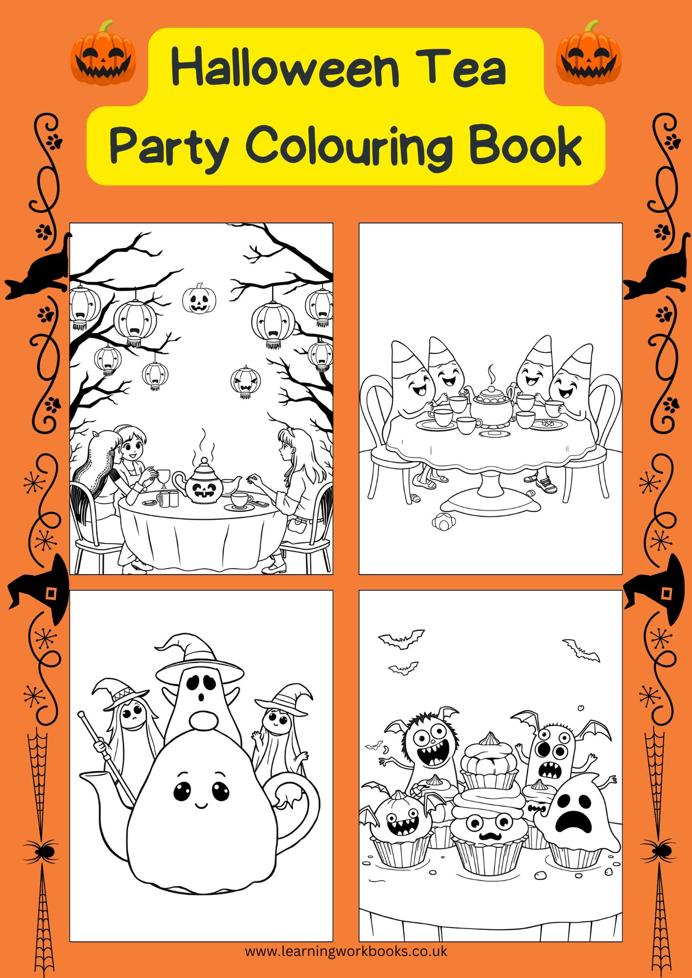 Halloween Tea Party Colouring Book (downloadable digital product)