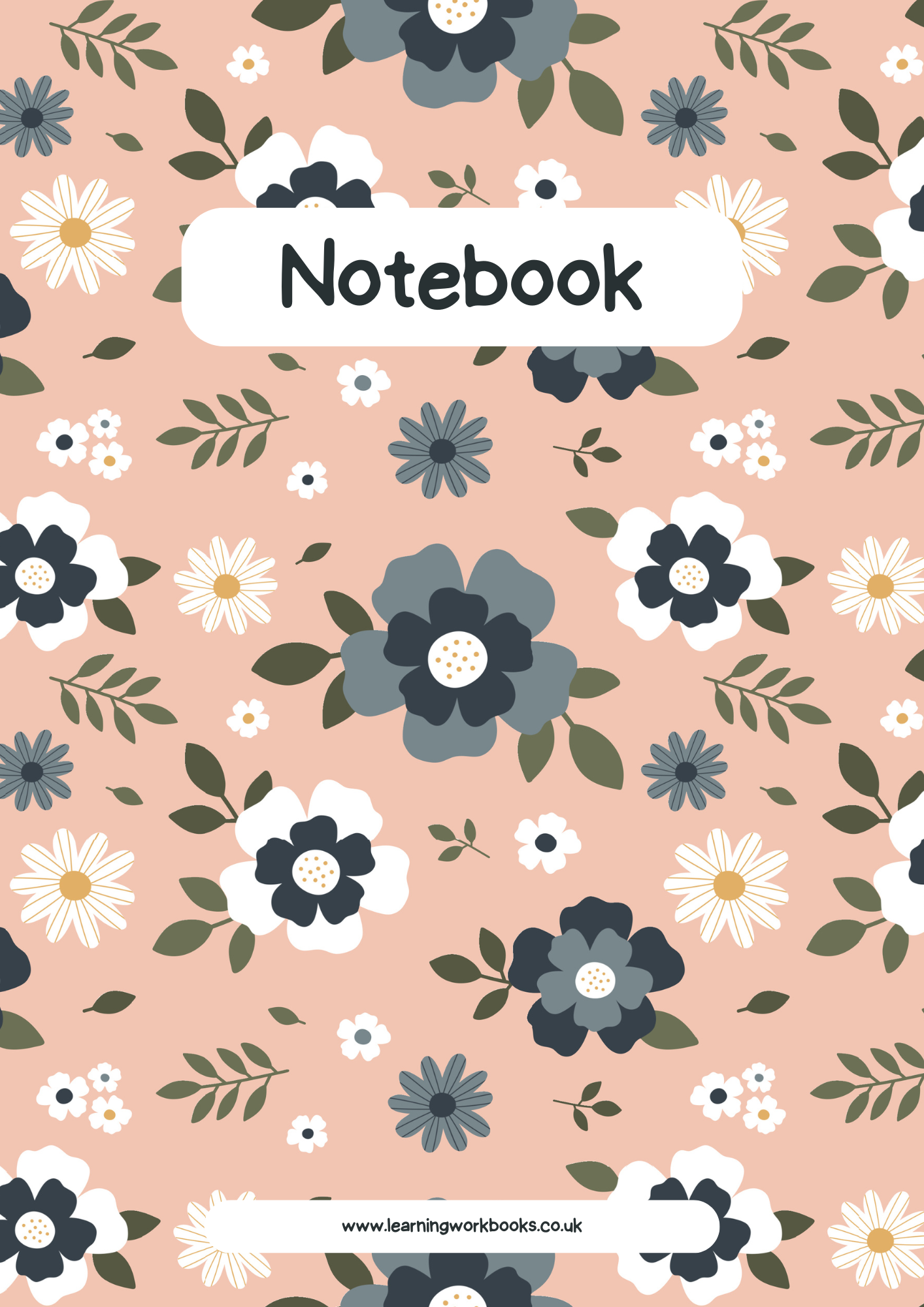 Blooming Flowers Notebook 2 - A4 Lined Notebook (downloadable digital product)