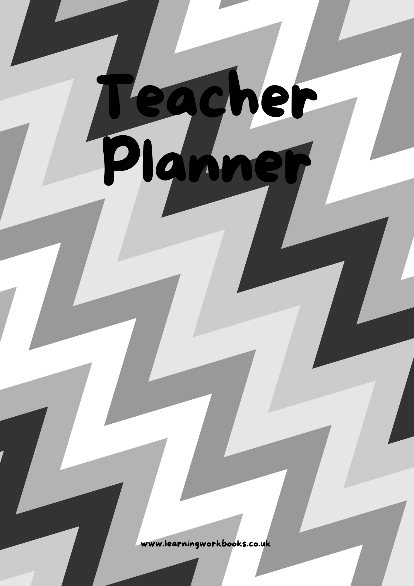 Black, White and Grey Diagonal Zigzag Teacher Planner (downloadable digital product)