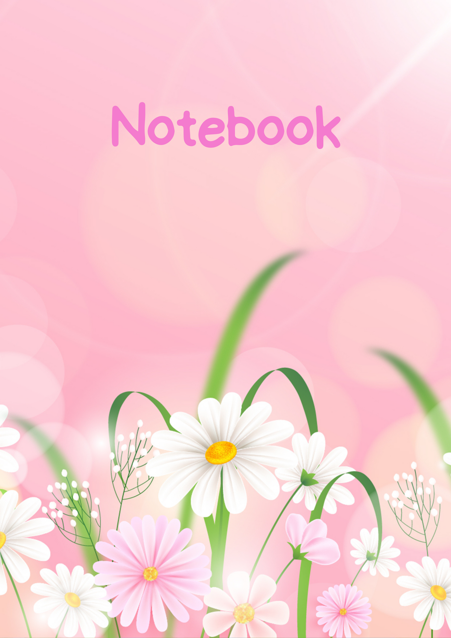 Lilac Daisies with Pink Background A4 Lined Notebook (downloadable digital product)
