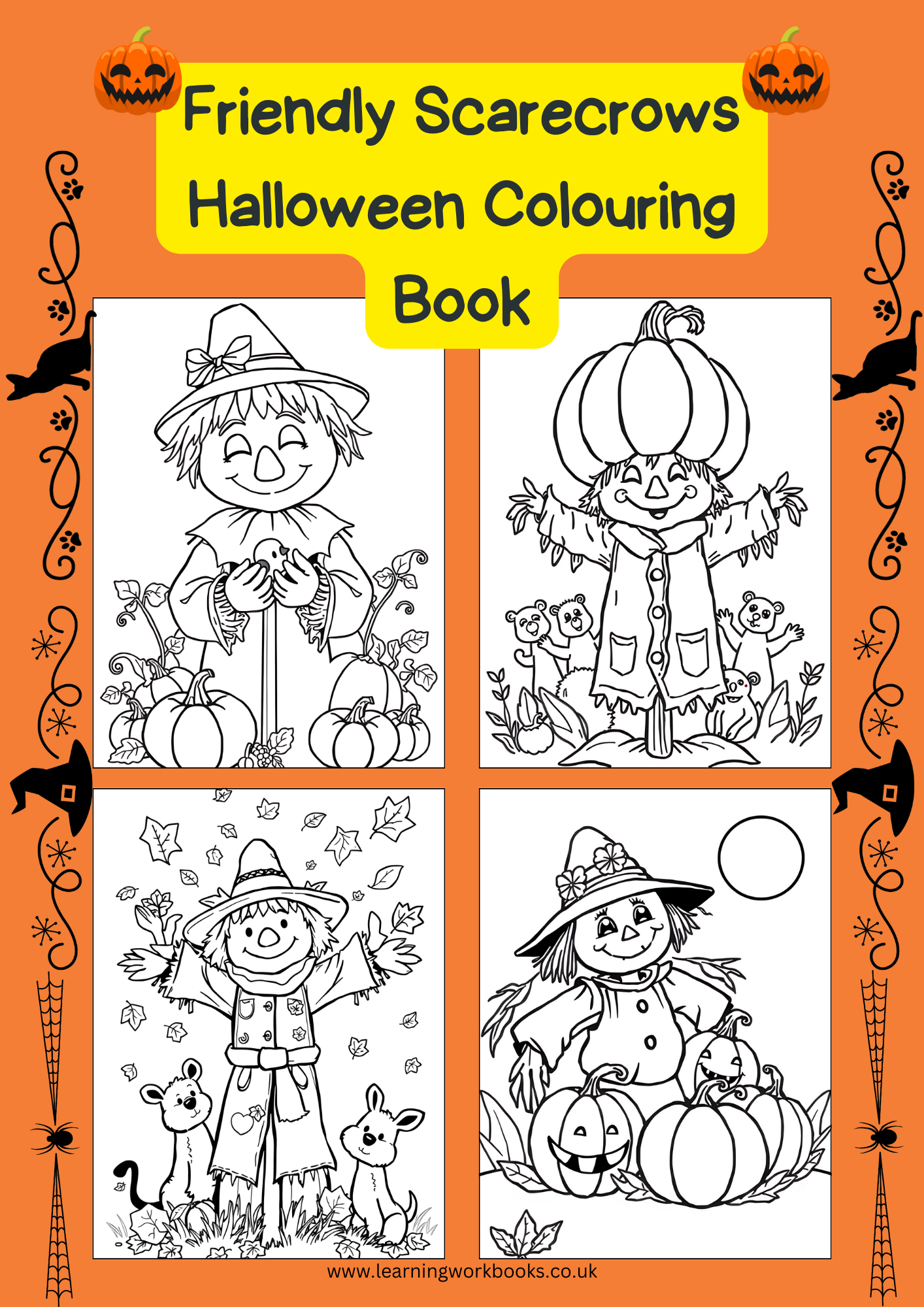 Friendly Scarecrows Halloween Colouring Book (downloadable digital product)