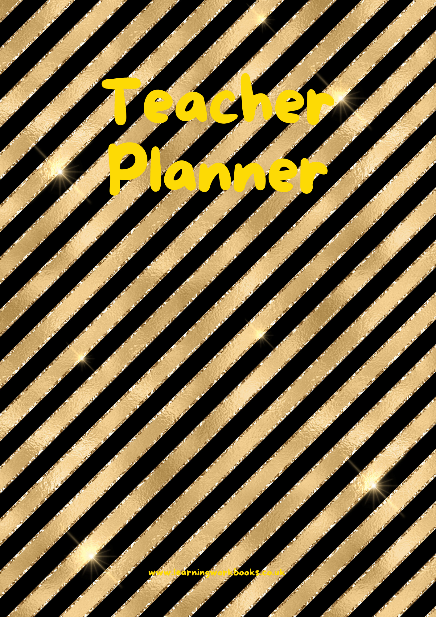 Honey Gold and Black Striped Teacher Planner (downloadable digital planner)