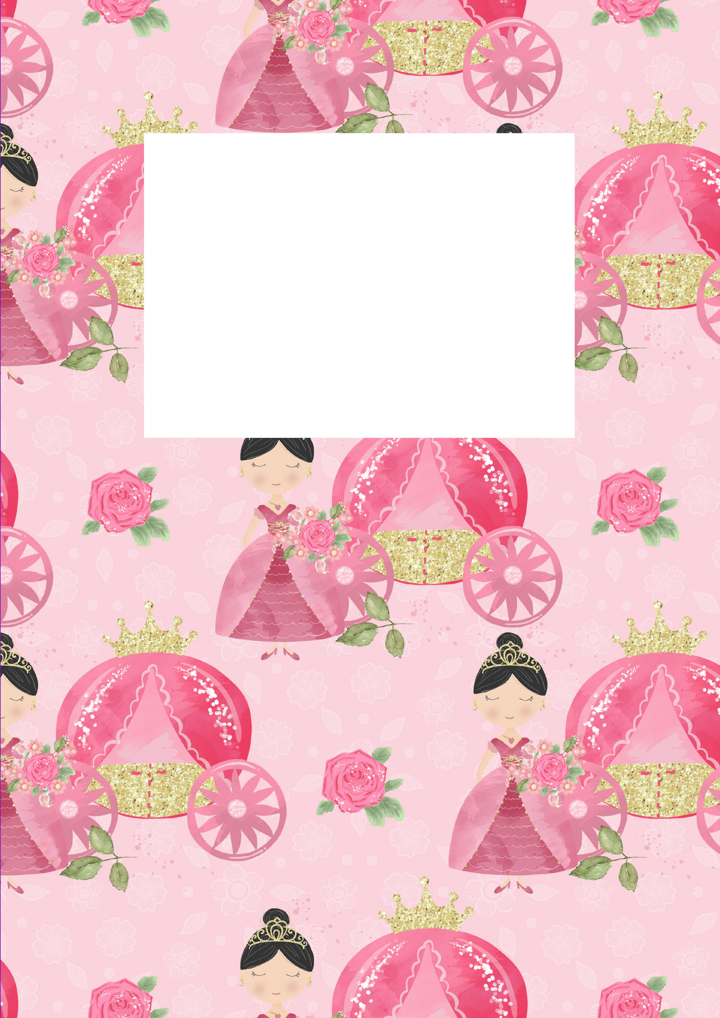 Pink Princess and Carriage Story Writing A4 Notebook (downloadable digital product)