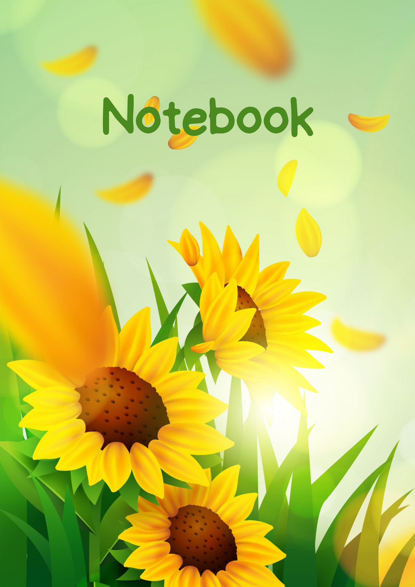 Sunflower and Grass A4 Lined Notebook (downloadable digital product)