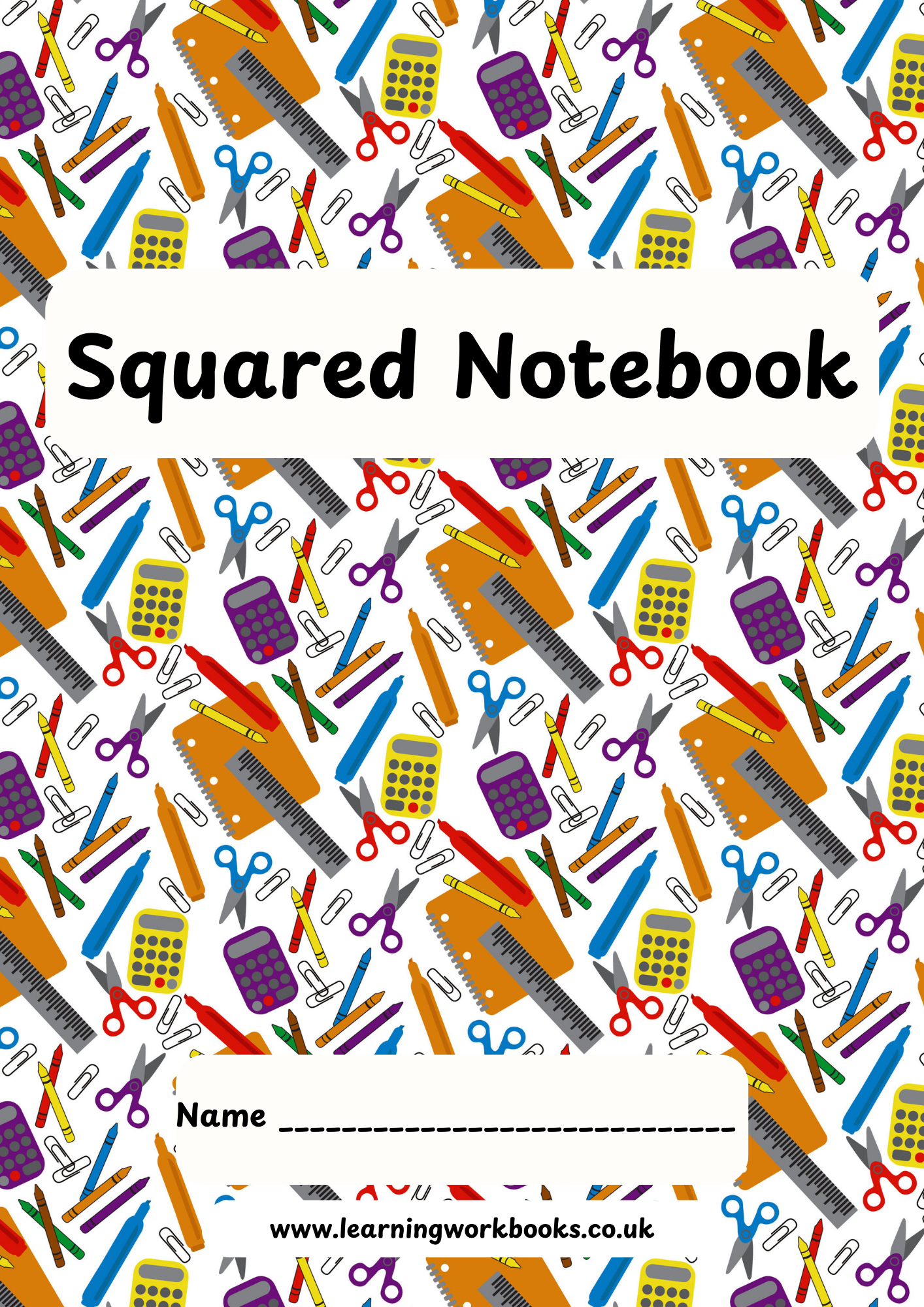 School Pattern 7mm Squared Notebook 20 (downloadable digital product)