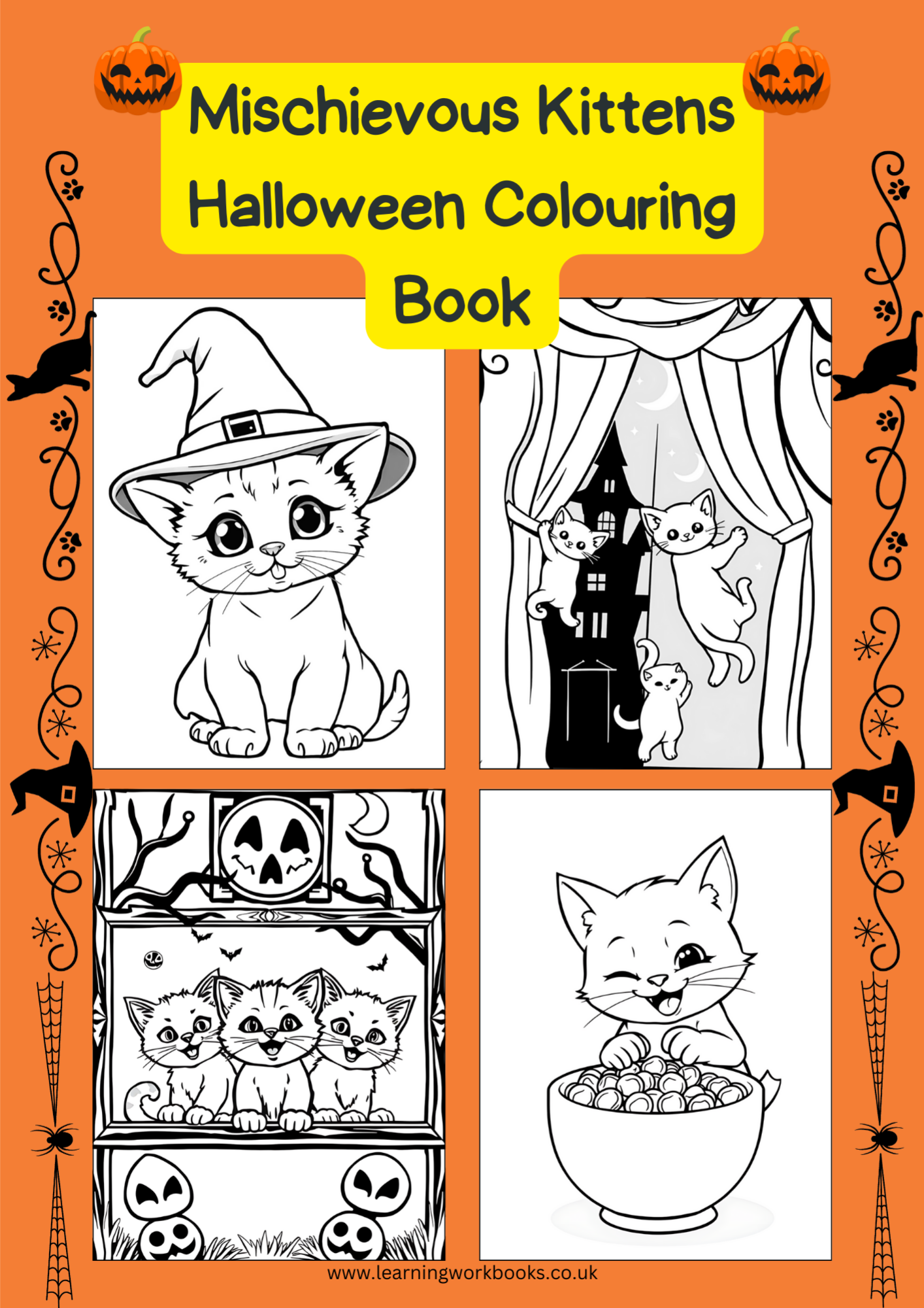 Mischievous Kittens Halloween Colouring Book (downloadable digital product)