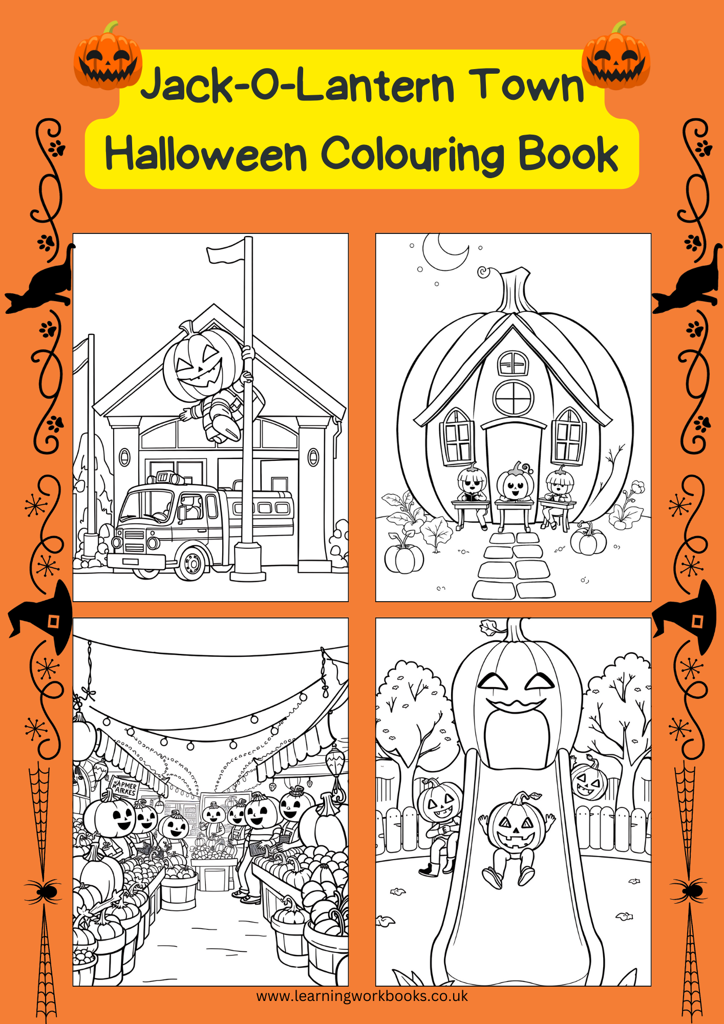 Jack-O-Lantern Town Halloween Colouring Book (downloadable digital product)