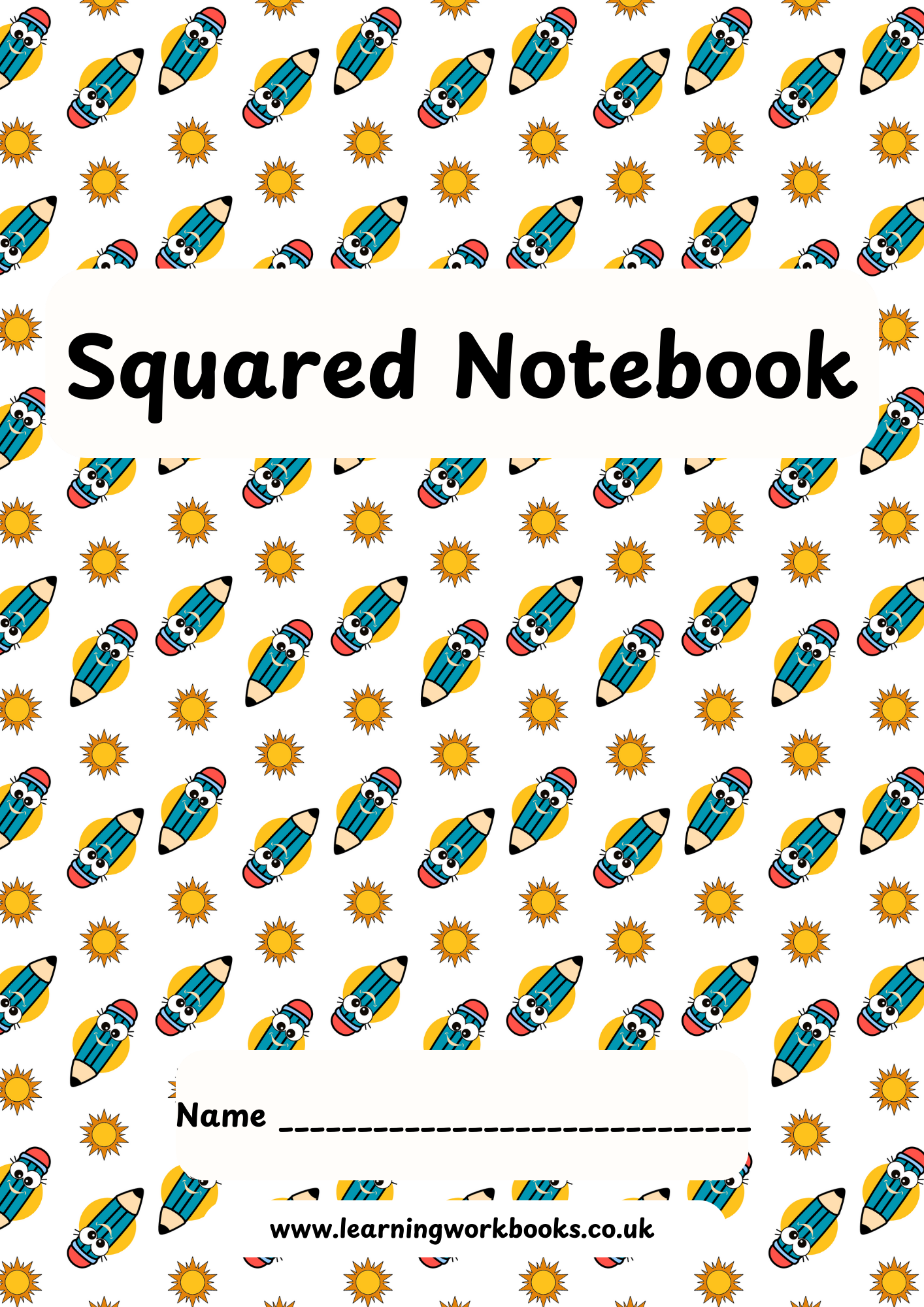 School Pattern 7mm Squared Notebook 2 (downloadable digital product)